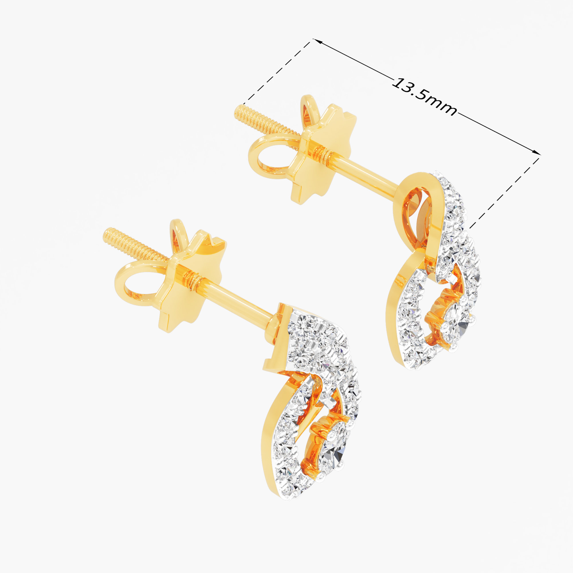 Eternal Swirl Stud Earrings in 9KT Yellow Gold (Diamond Quality: FG-VVS VS)