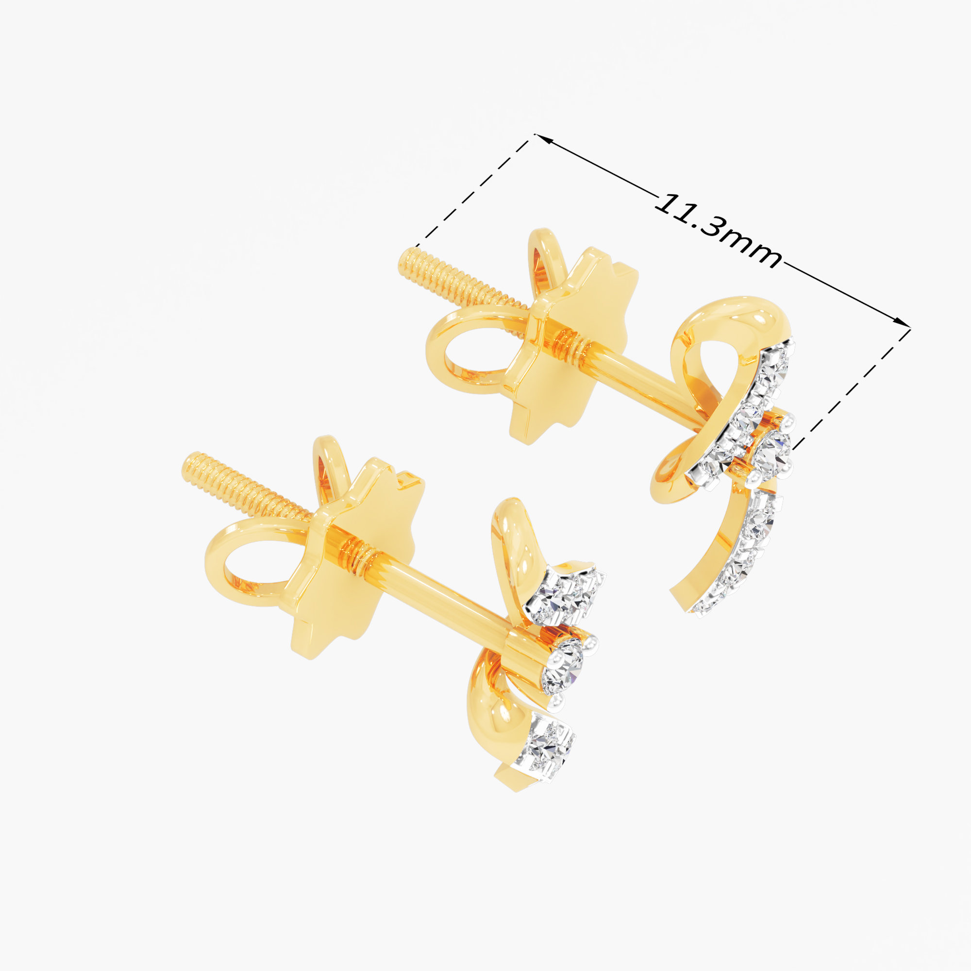 Rippling Radiance Stud Earrings in 9KT Yellow Gold (Diamond Quality:FG-VVS VS)