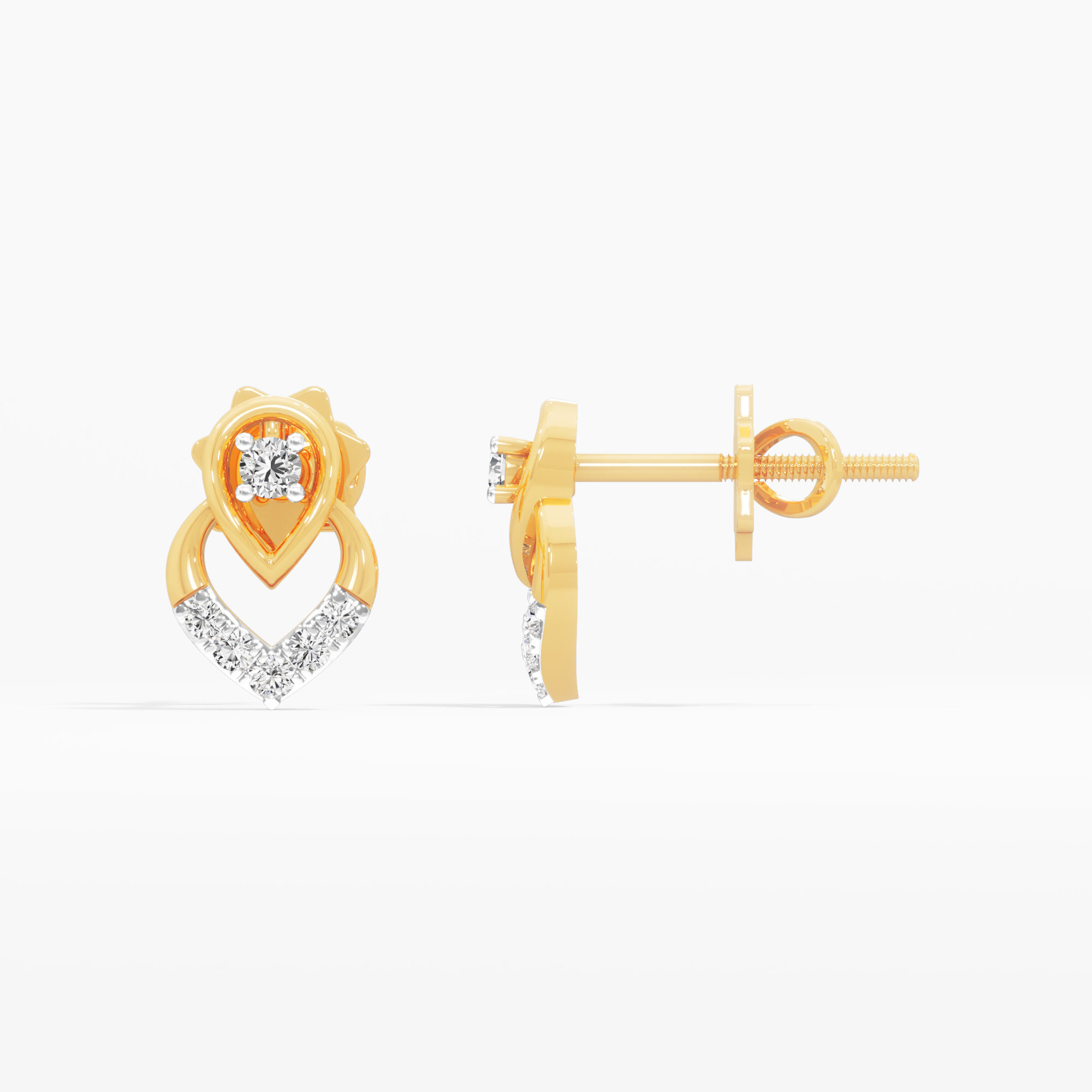Nested Serenity Stud Earrings in 9KT Yellow Gold (Diamond Quality: FG-VVS VS)