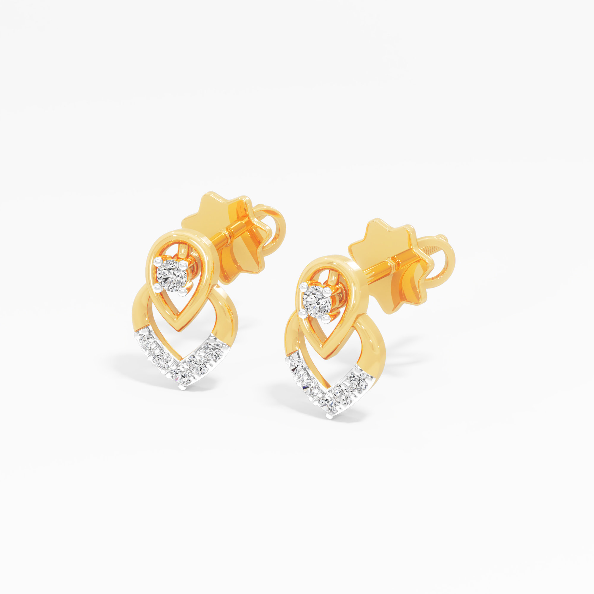 Nested Serenity Stud Earrings in 9KT Yellow Gold (Diamond Quality: FG-VVS VS)