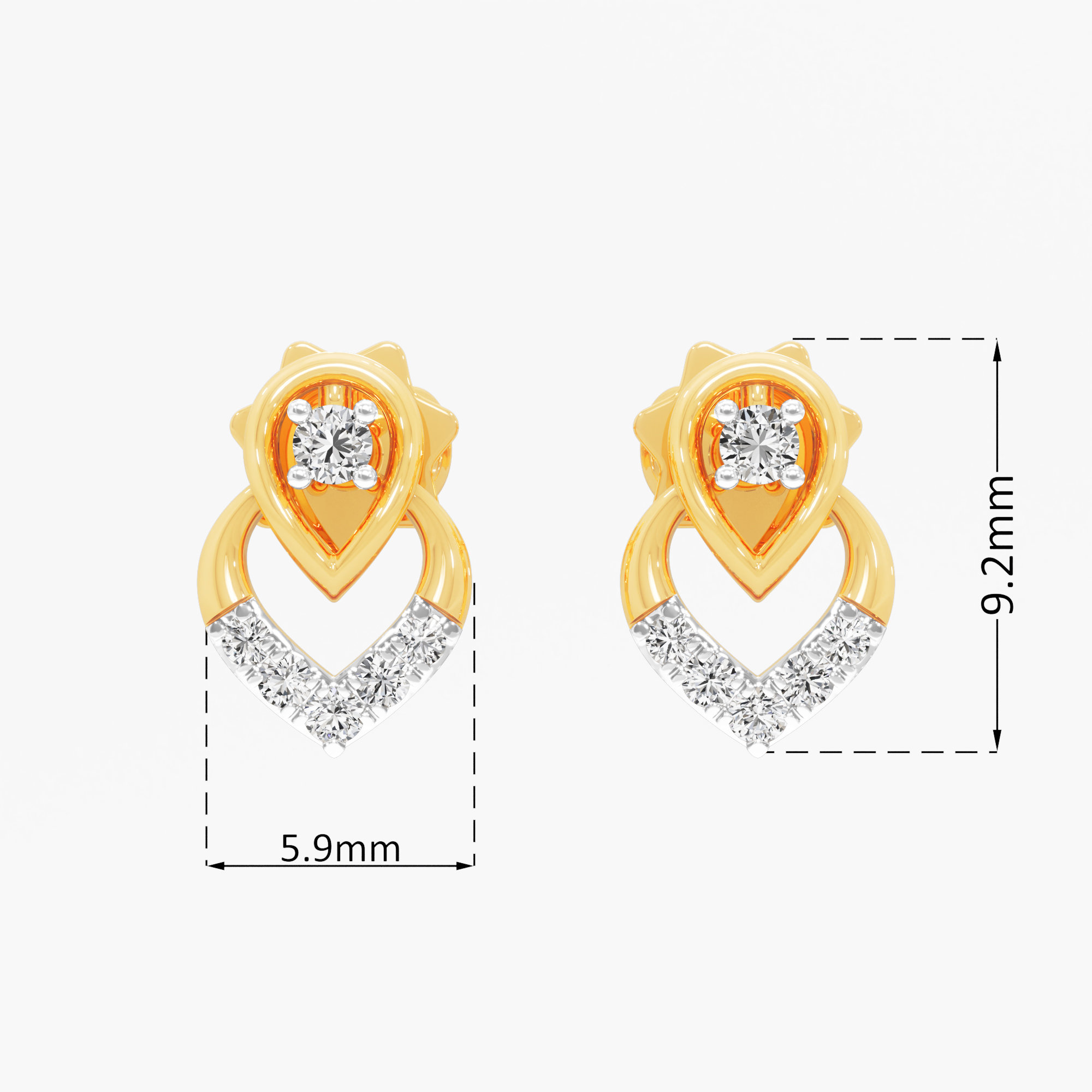 Nested Serenity Stud Earrings in 9KT Yellow Gold (Diamond Quality: FG-VVS VS)