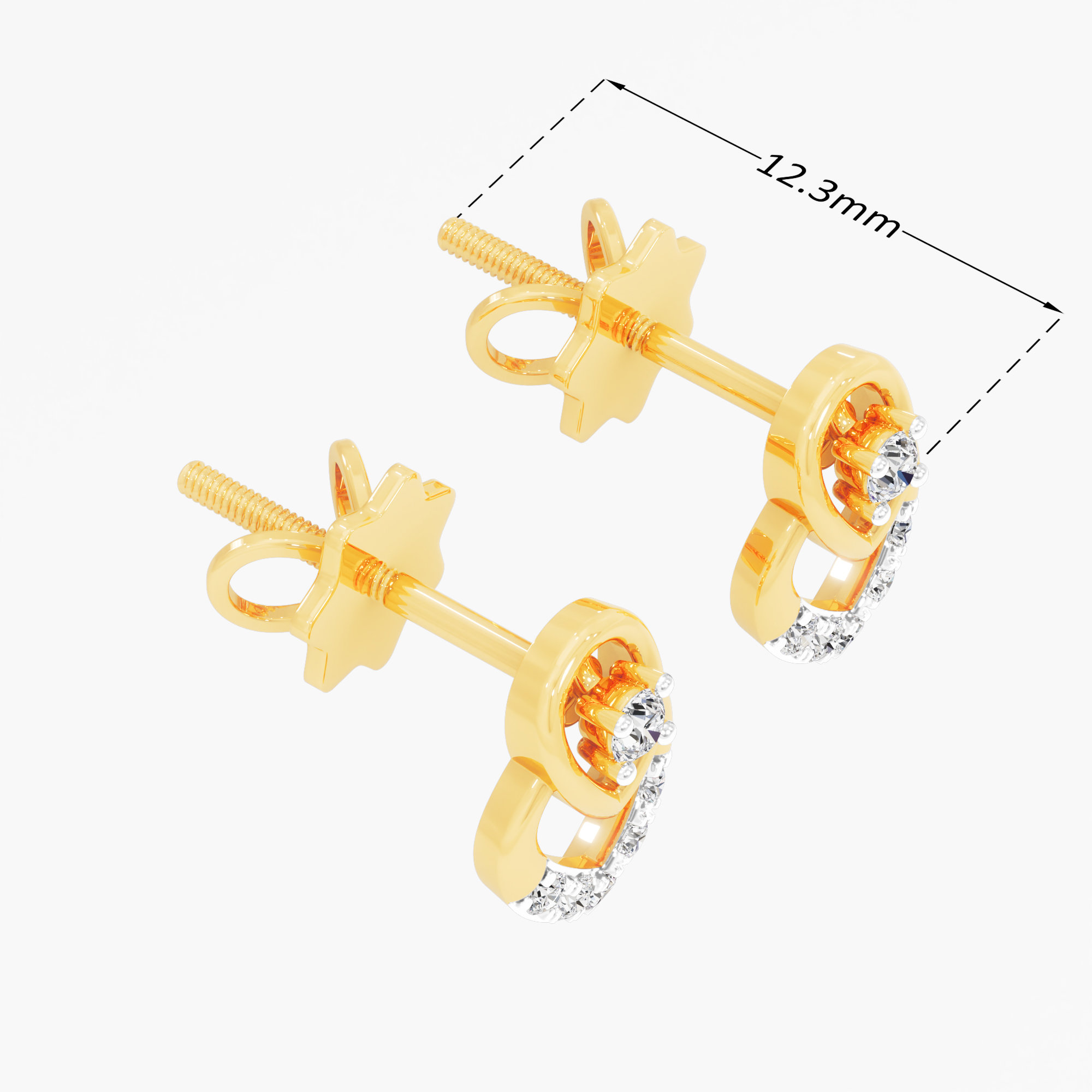 Nested Serenity Stud Earrings in 9KT Yellow Gold (Diamond Quality: FG-VVS VS)
