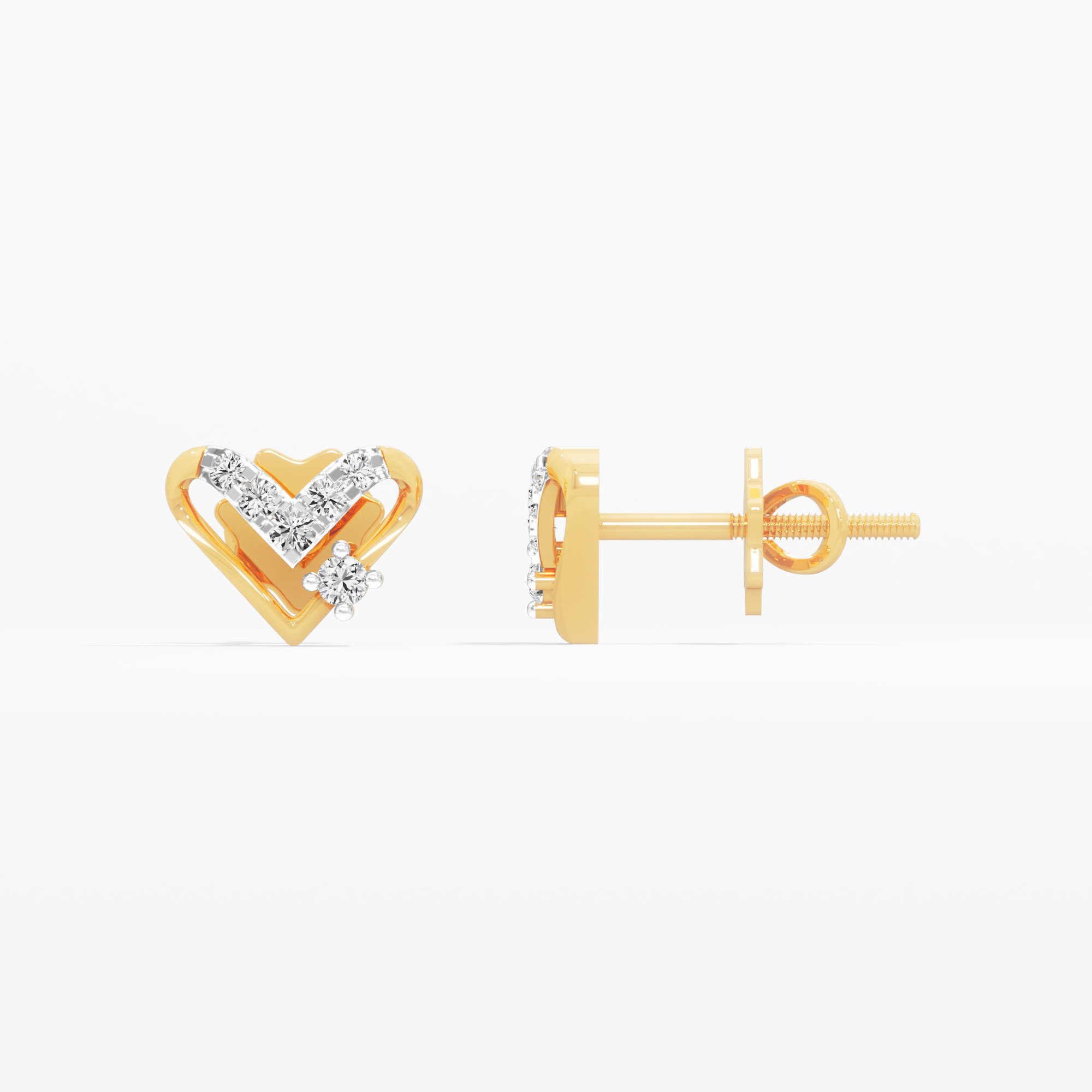 Love's Radiance Stud Earrings in 9KT Yellow Gold (Diamond Quality: FG-VVS VS)