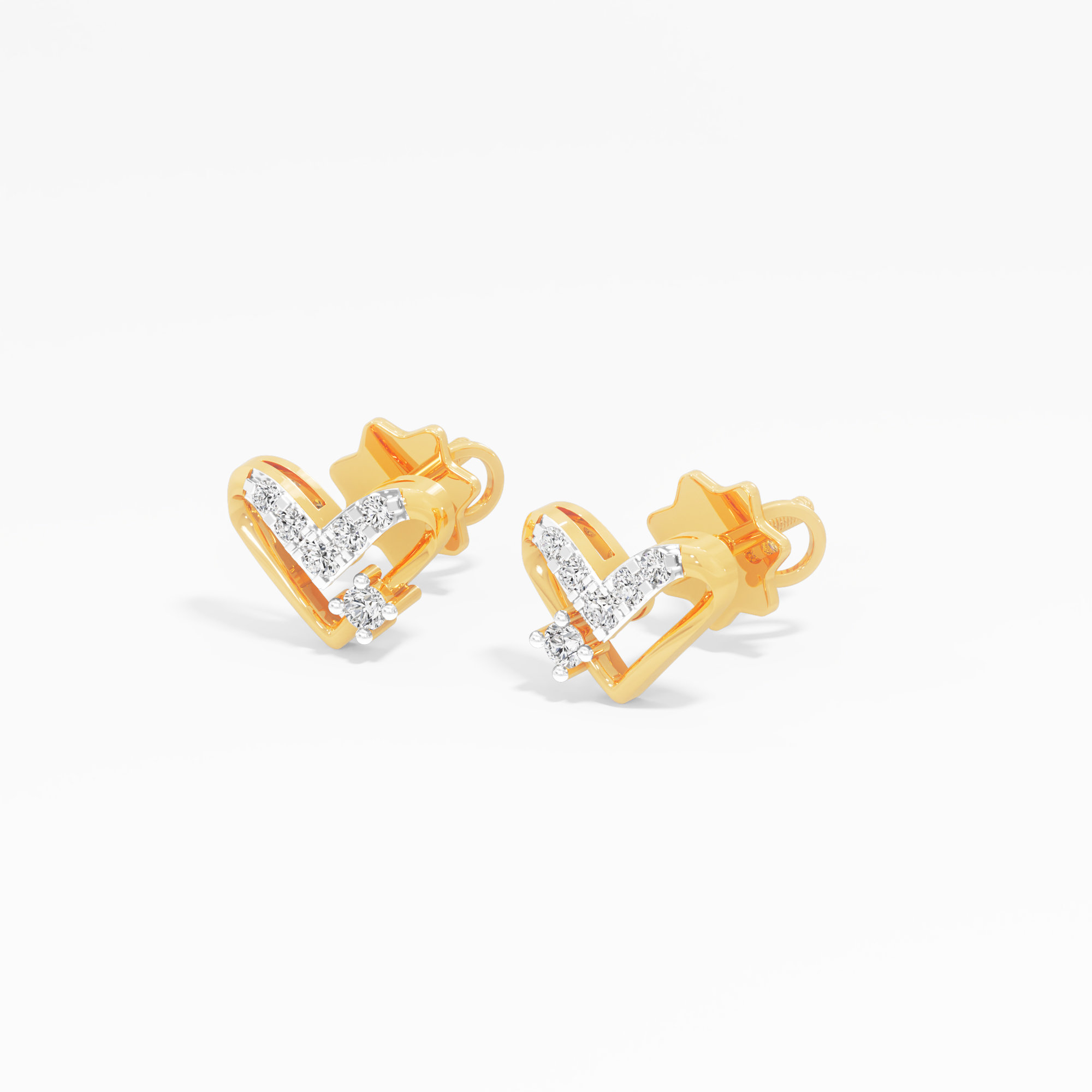 Love's Radiance Stud Earrings in 9KT Yellow Gold (Diamond Quality: FG-VVS VS)
