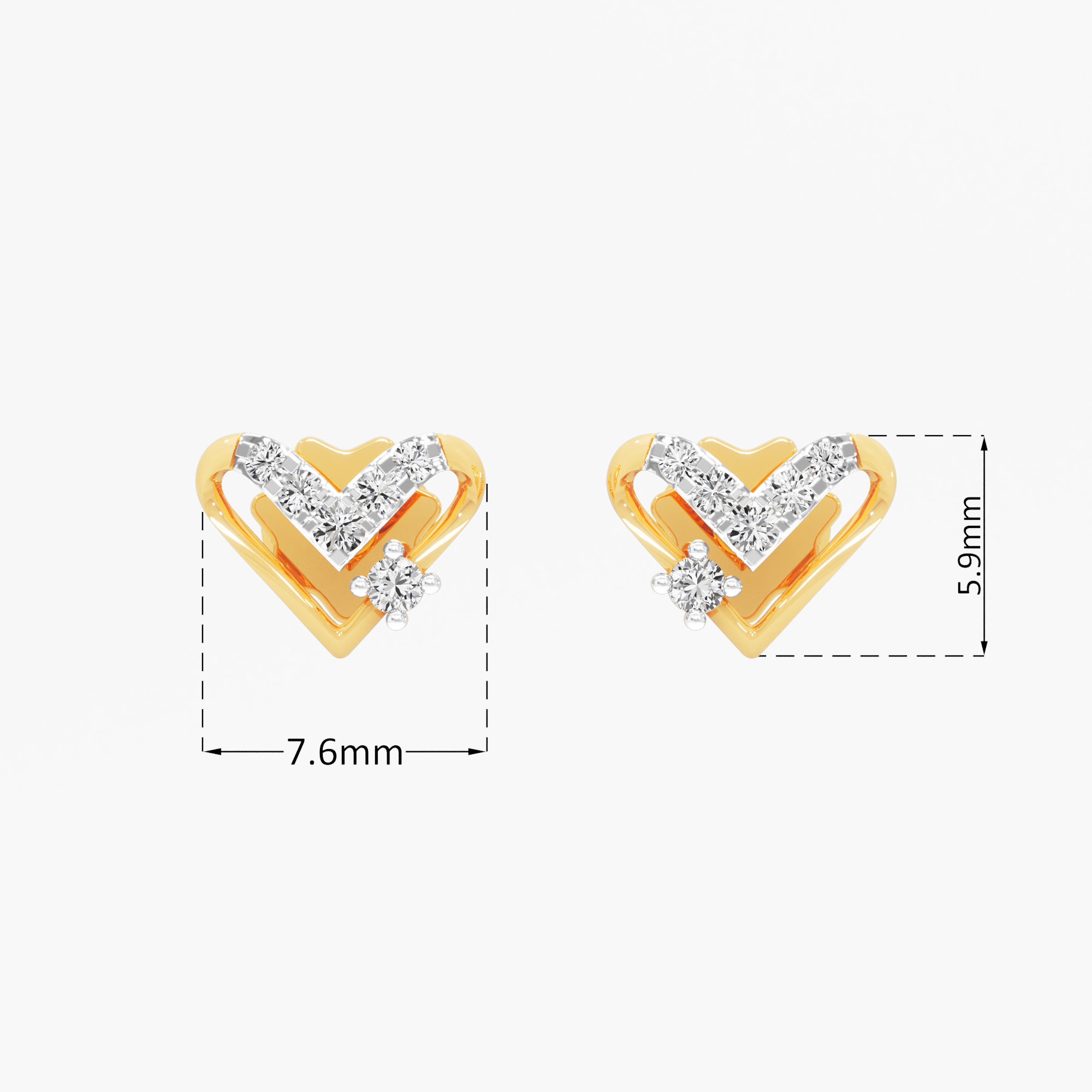 Love's Radiance Stud Earrings in 9KT Yellow Gold (Diamond Quality: FG-VVS VS)