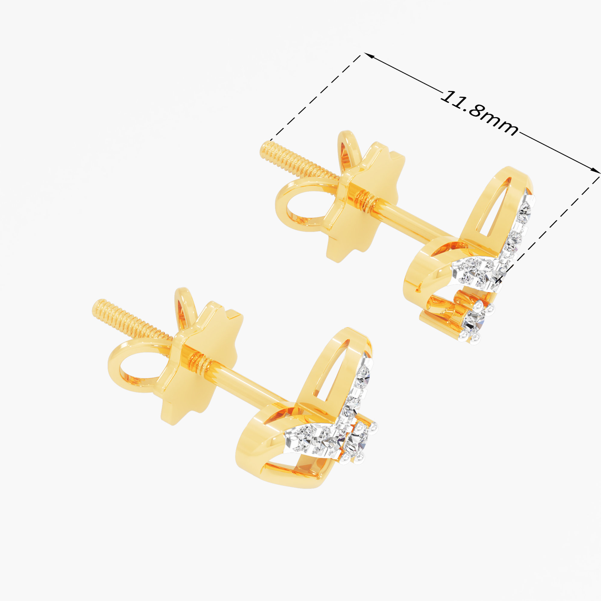 Love's Radiance Stud Earrings in 9KT Yellow Gold (Diamond Quality: FG-VVS VS)