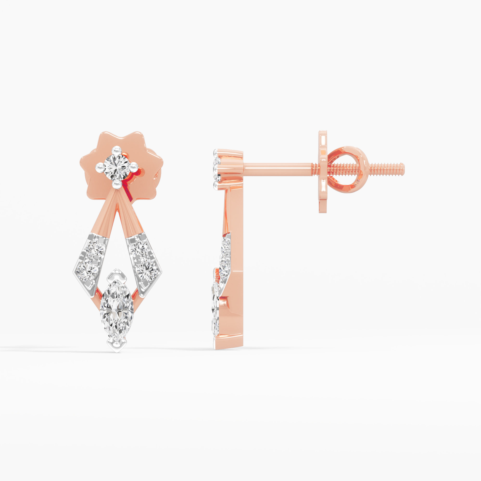 Gilded Kite Drops Earrings in 9KT Rose Gold (Diamond Quality: FG-VVS VS)