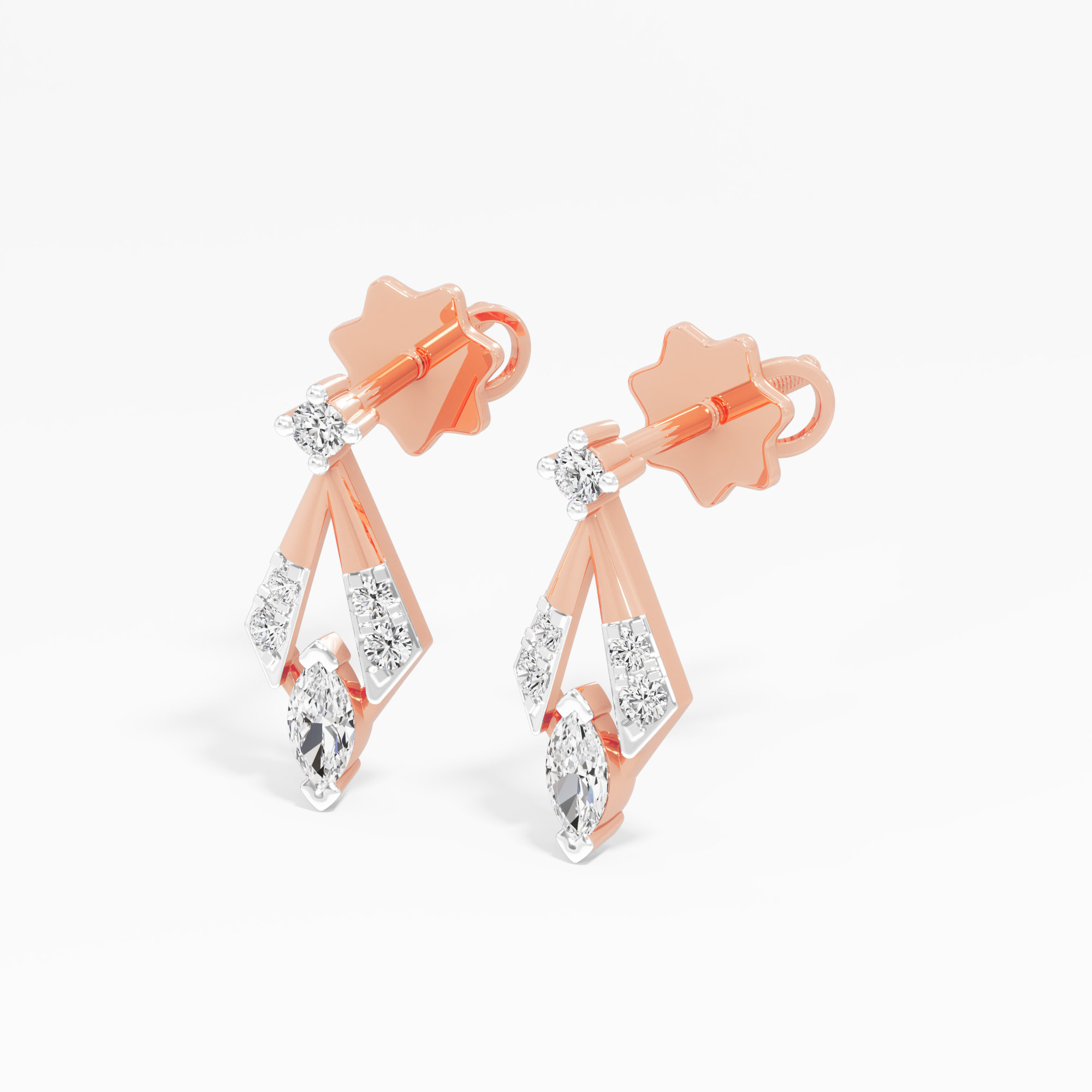 Gilded Kite Drops Earrings in 9KT Rose Gold (Diamond Quality: FG-VVS VS)