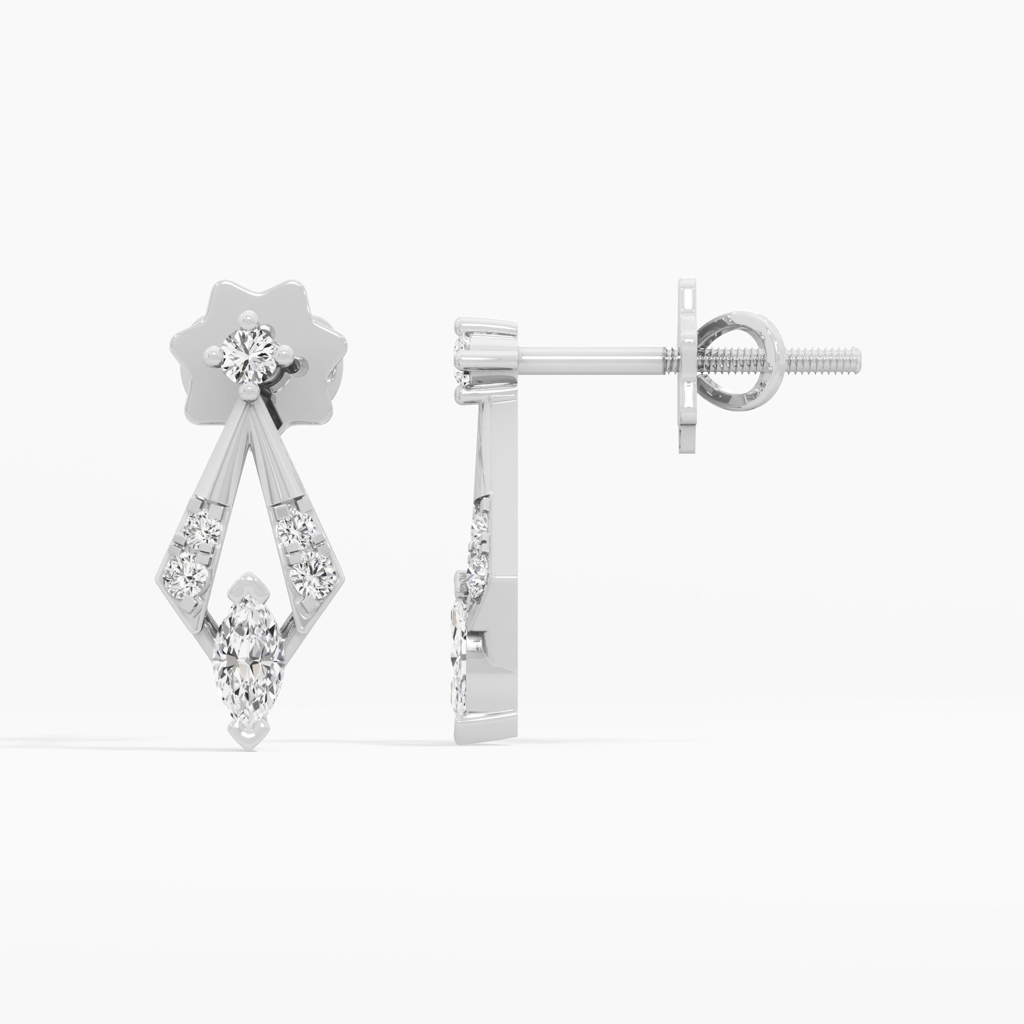 Gilded Kite Drops Earrings in 9KT White Gold (Diamond Quality: FG-VVS VS)