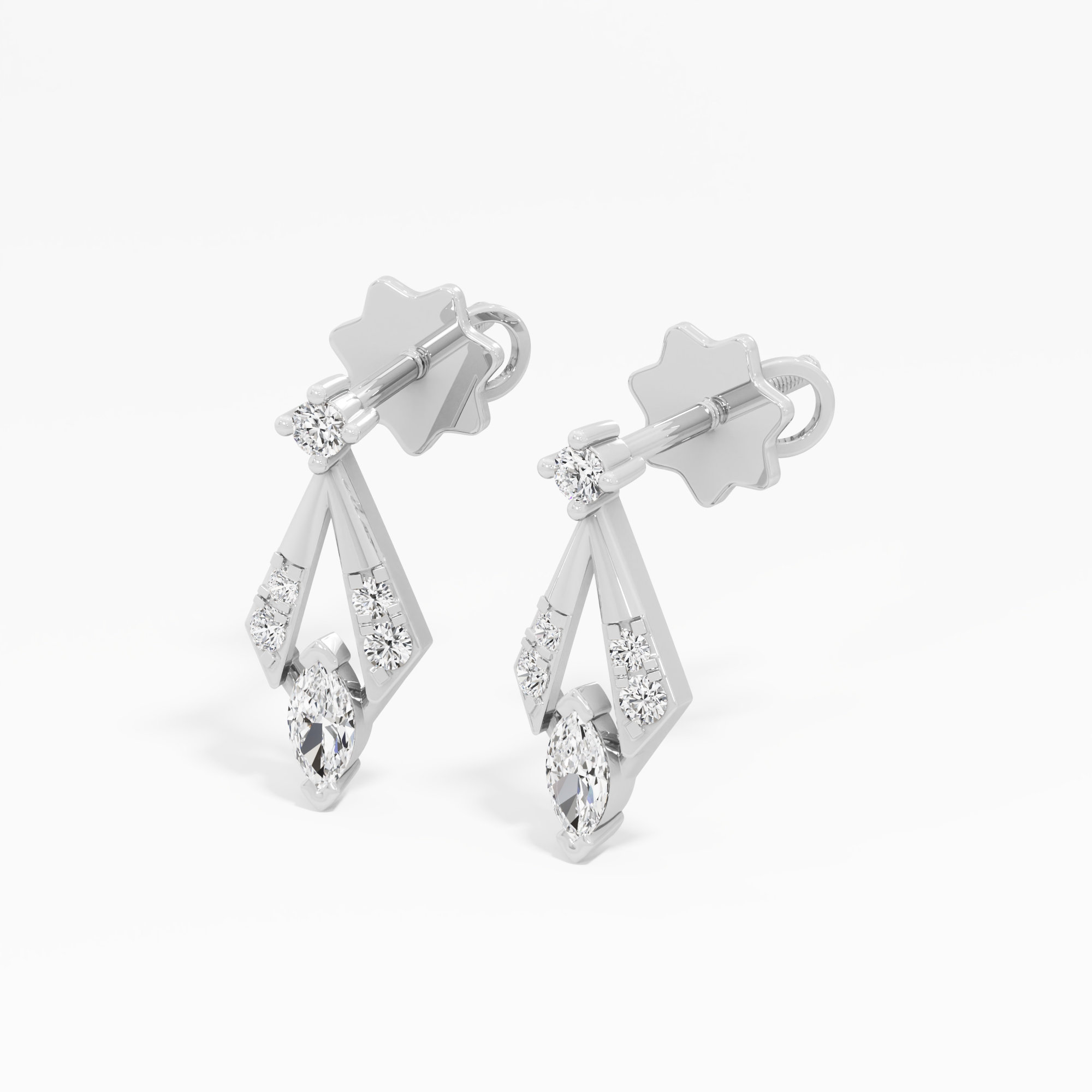 Gilded Kite Drops Earrings in 9KT White Gold (Diamond Quality: FG-VVS VS)