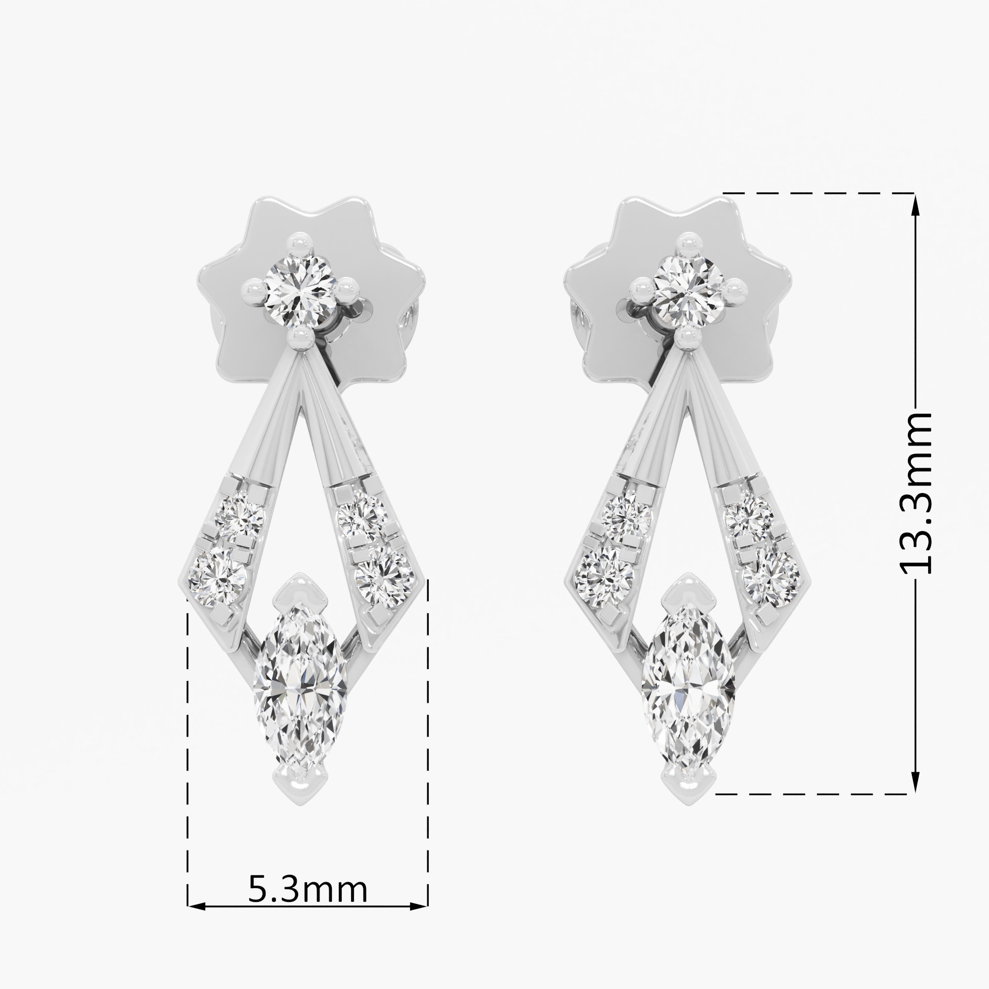 Gilded Kite Drops Earrings in 9KT White Gold (Diamond Quality: FG-VVS VS)