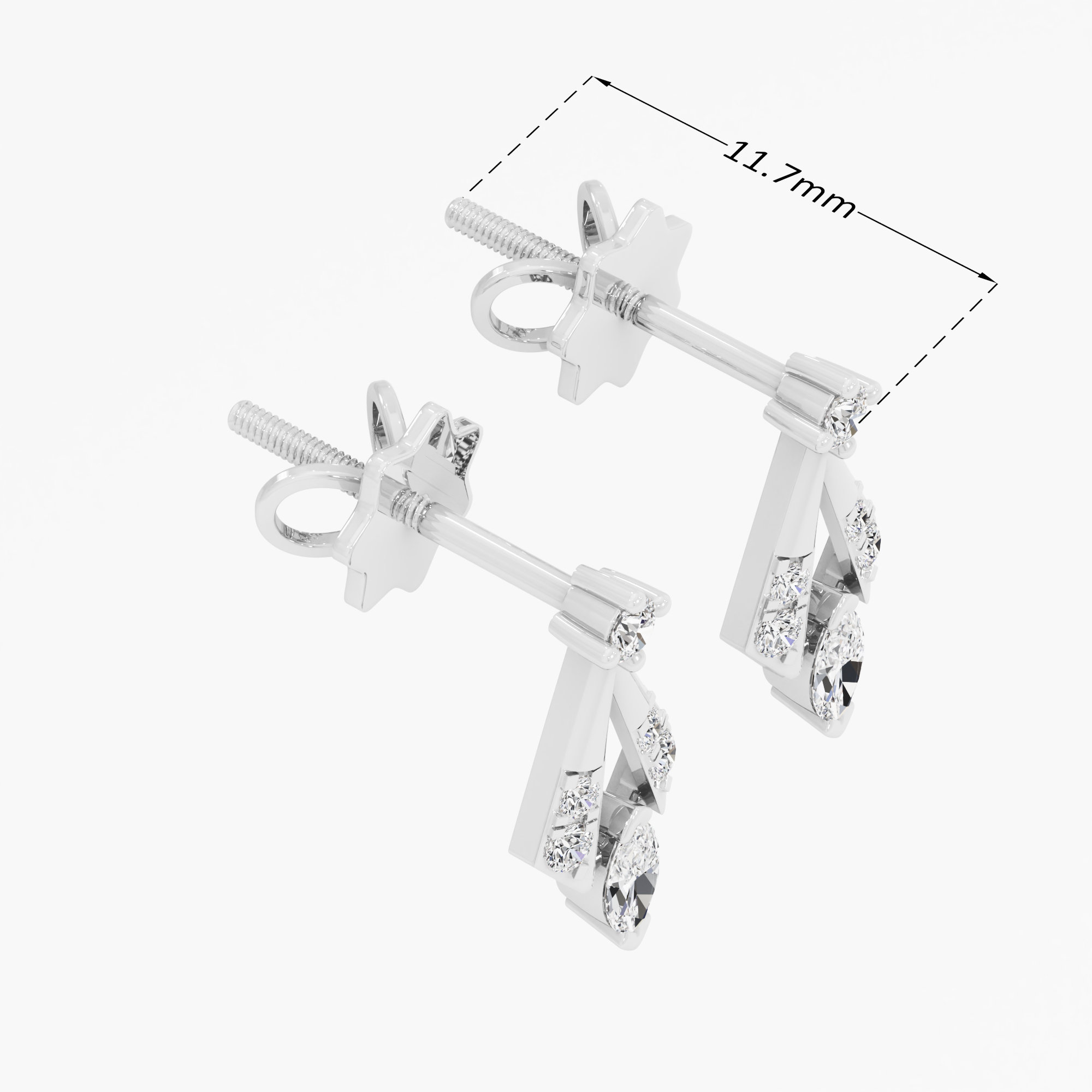 Gilded Kite Drops Earrings in 9KT White Gold (Diamond Quality: FG-VVS VS)