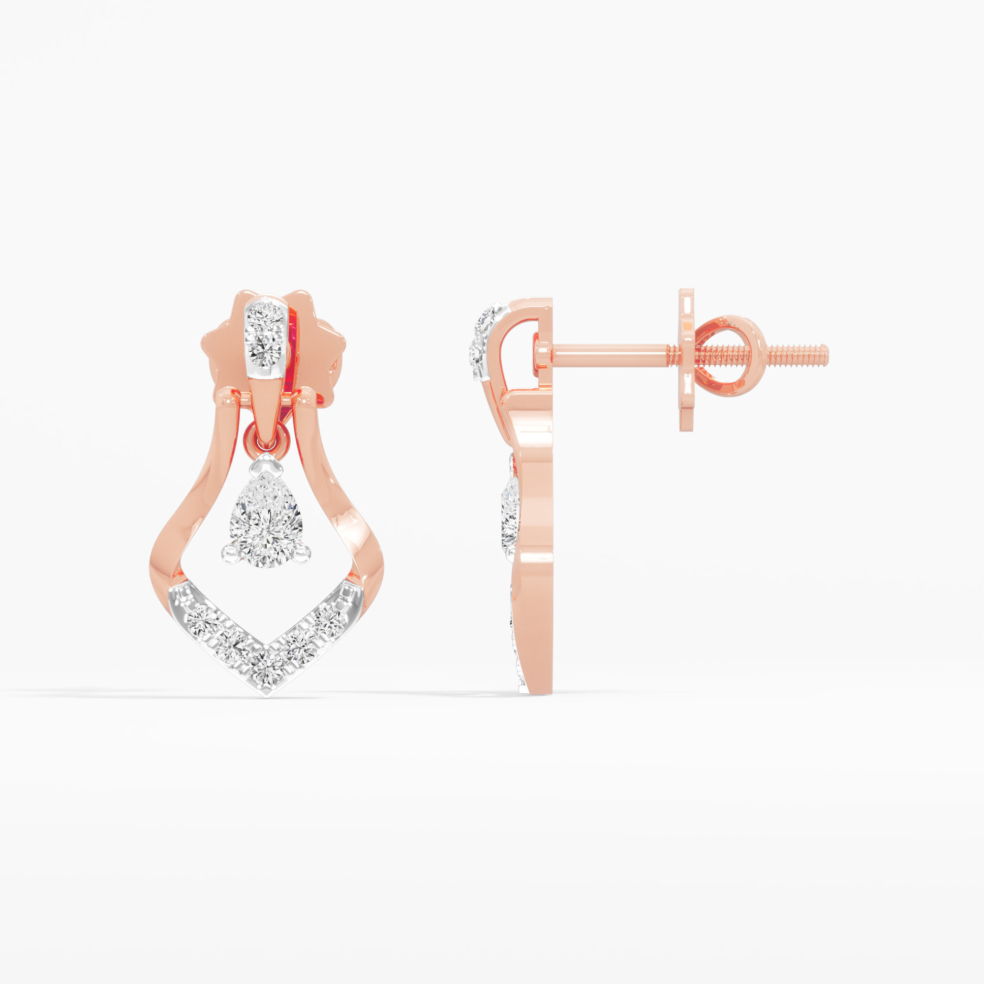 Aurora Arc Drops Earrings in 9KT Rose Gold (Diamond Quality: FG-VVS VS)
