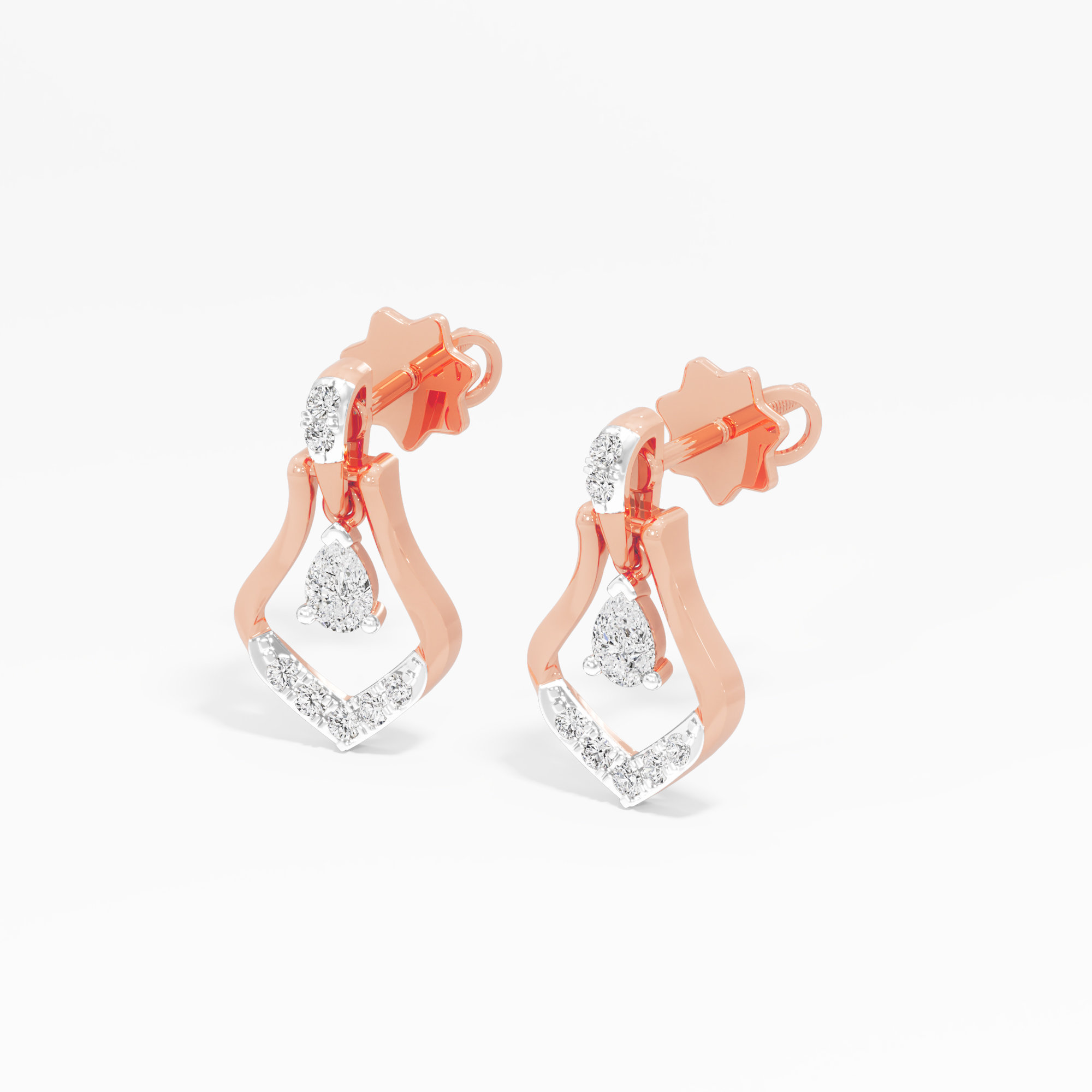 Aurora Arc Drops Earrings in 9KT Rose Gold (Diamond Quality: FG-VVS VS)