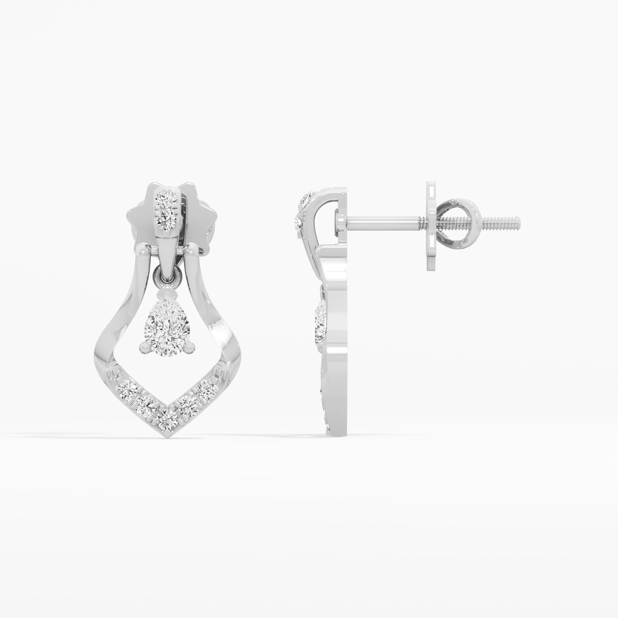 Aurora Arc Drops Earrings in 9KT White Gold (Diamond Quality: FG-VVS VS)
