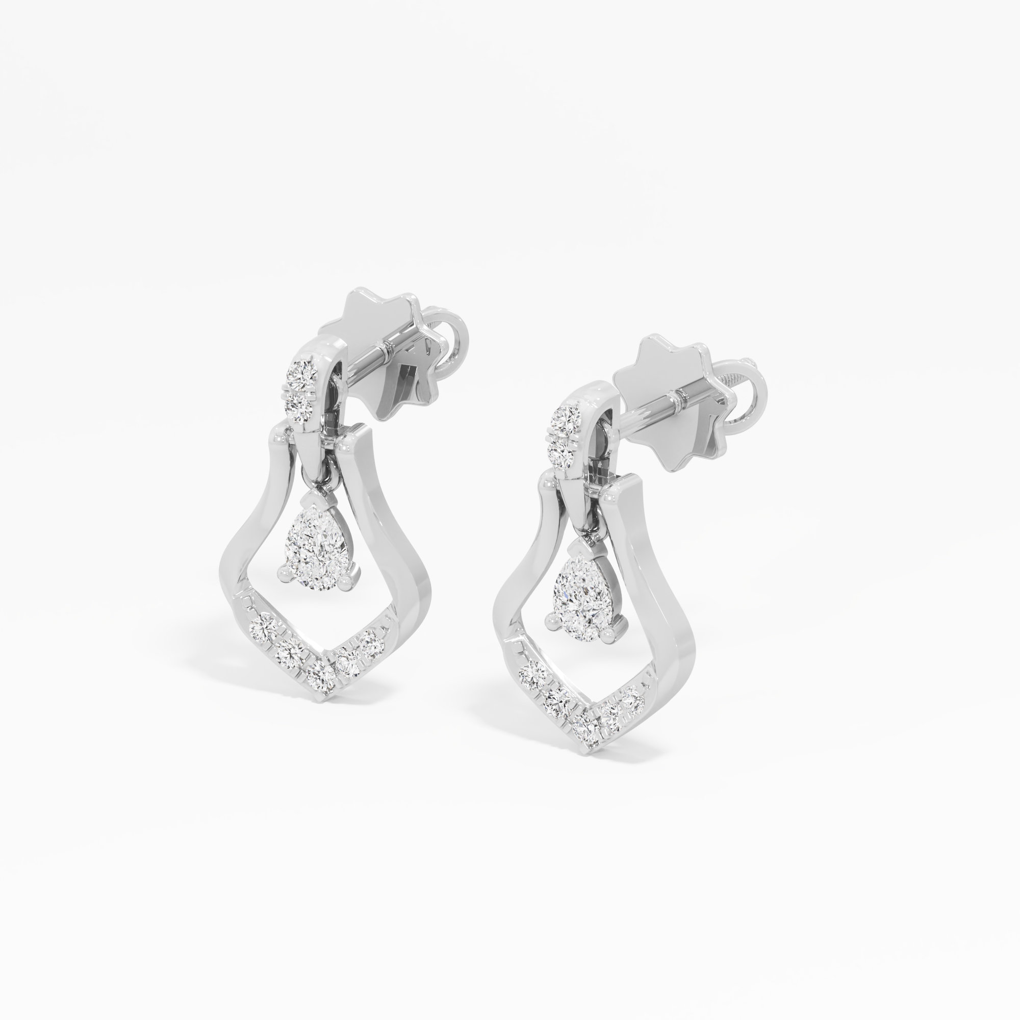 Aurora Arc Drops Earrings in 9KT White Gold (Diamond Quality: FG-VVS VS)