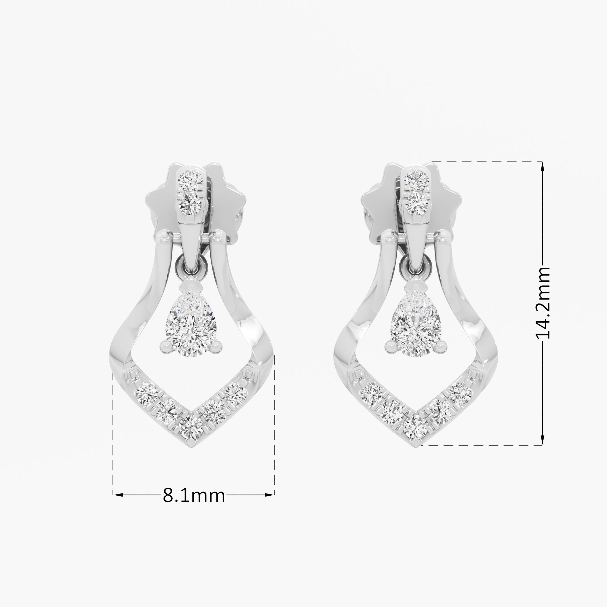Aurora Arc Drops Earrings in 9KT White Gold (Diamond Quality: FG-VVS VS)