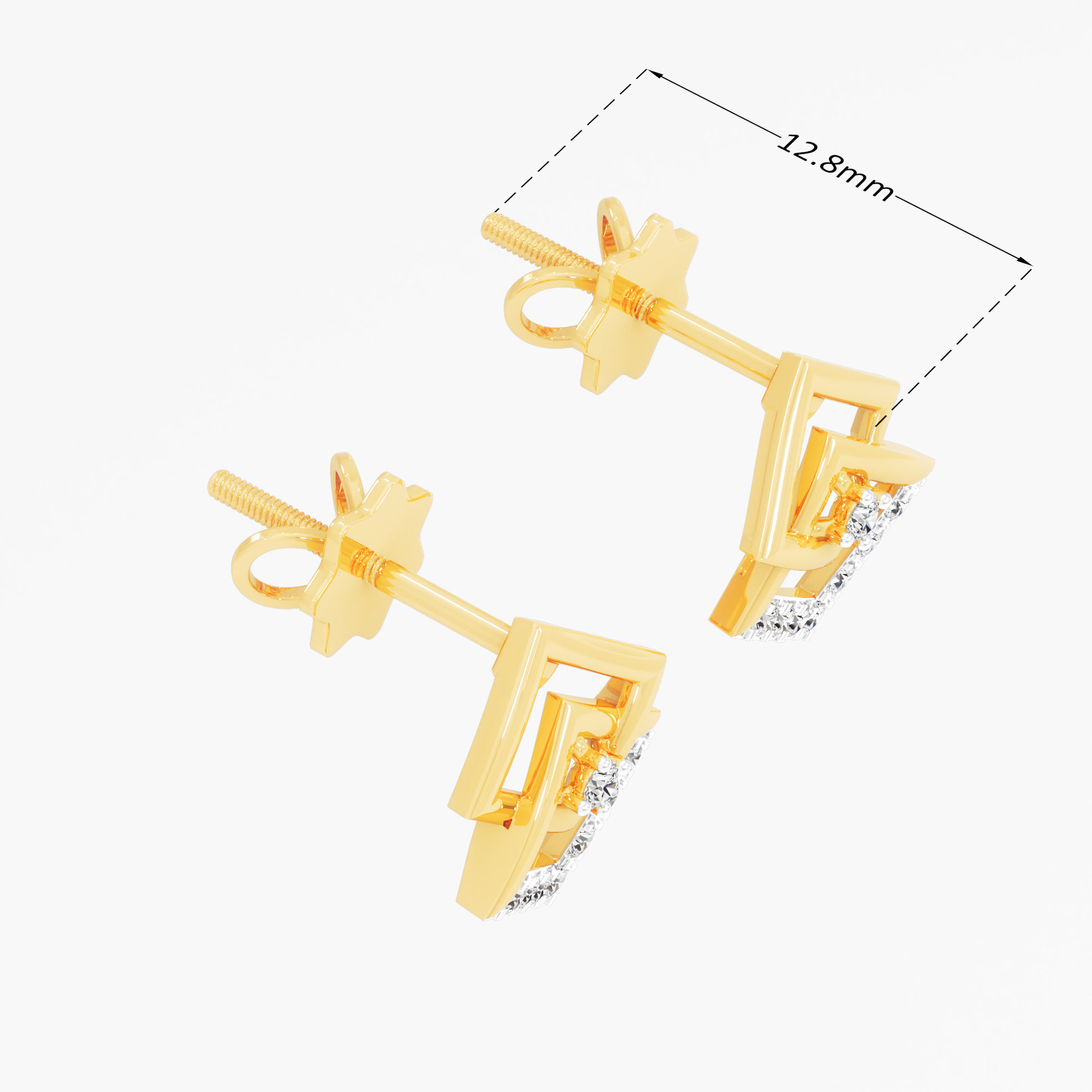 Duet of Dazzle Stud Earrings in 9KT Yellow Gold (Diamond Quality:FG-VVS VS)