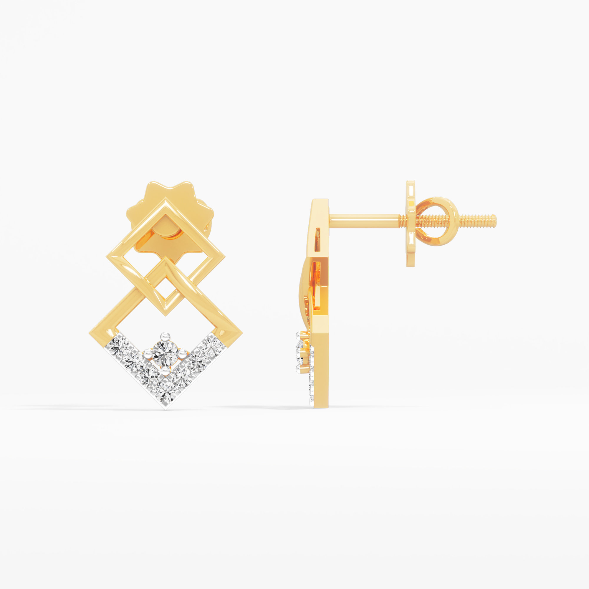 Twin Aura Stud Earrings in 9KT Yellow Gold (Diamond Quality:FG-VVS VS)