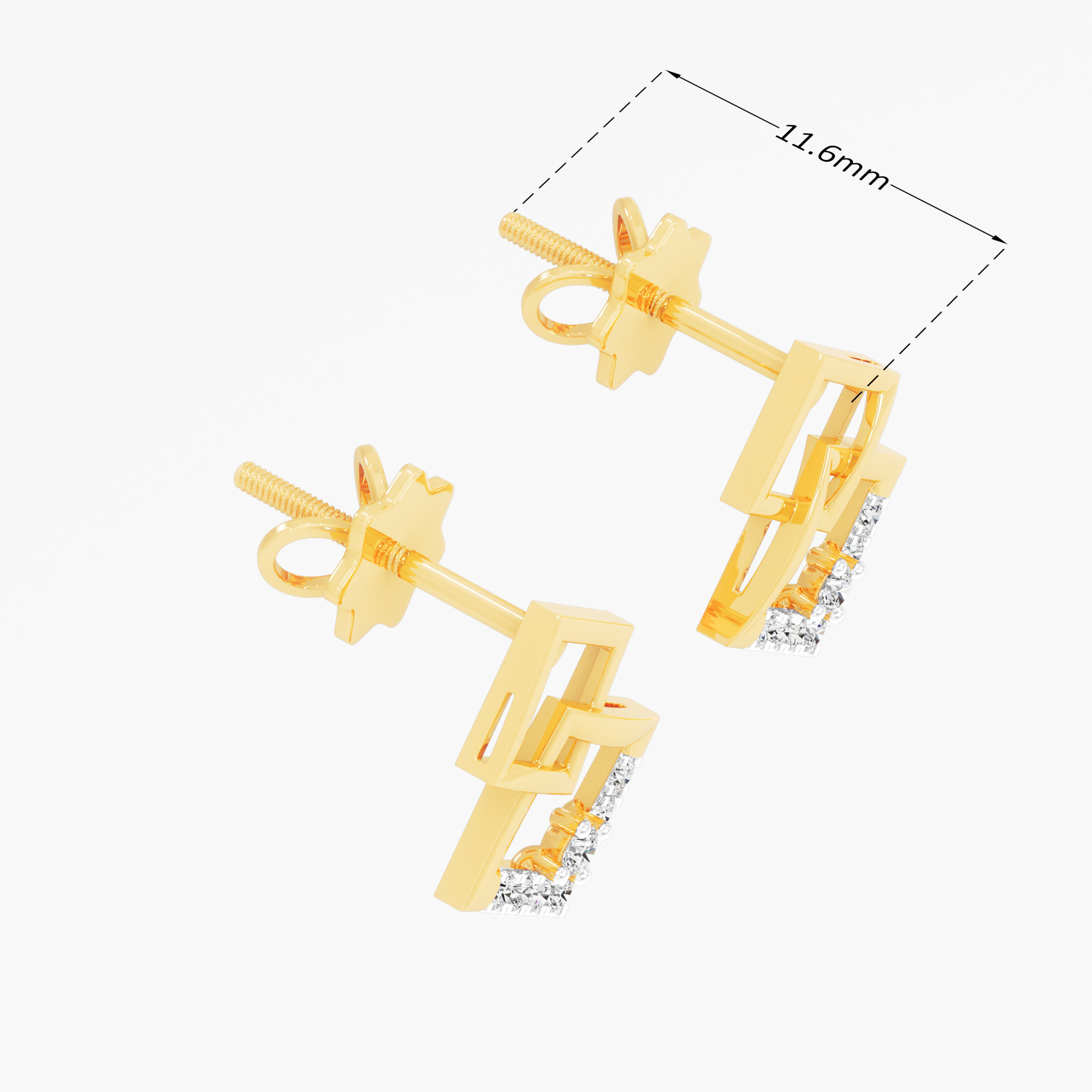 Twin Aura Stud Earrings in 9KT Yellow Gold (Diamond Quality:FG-VVS VS)