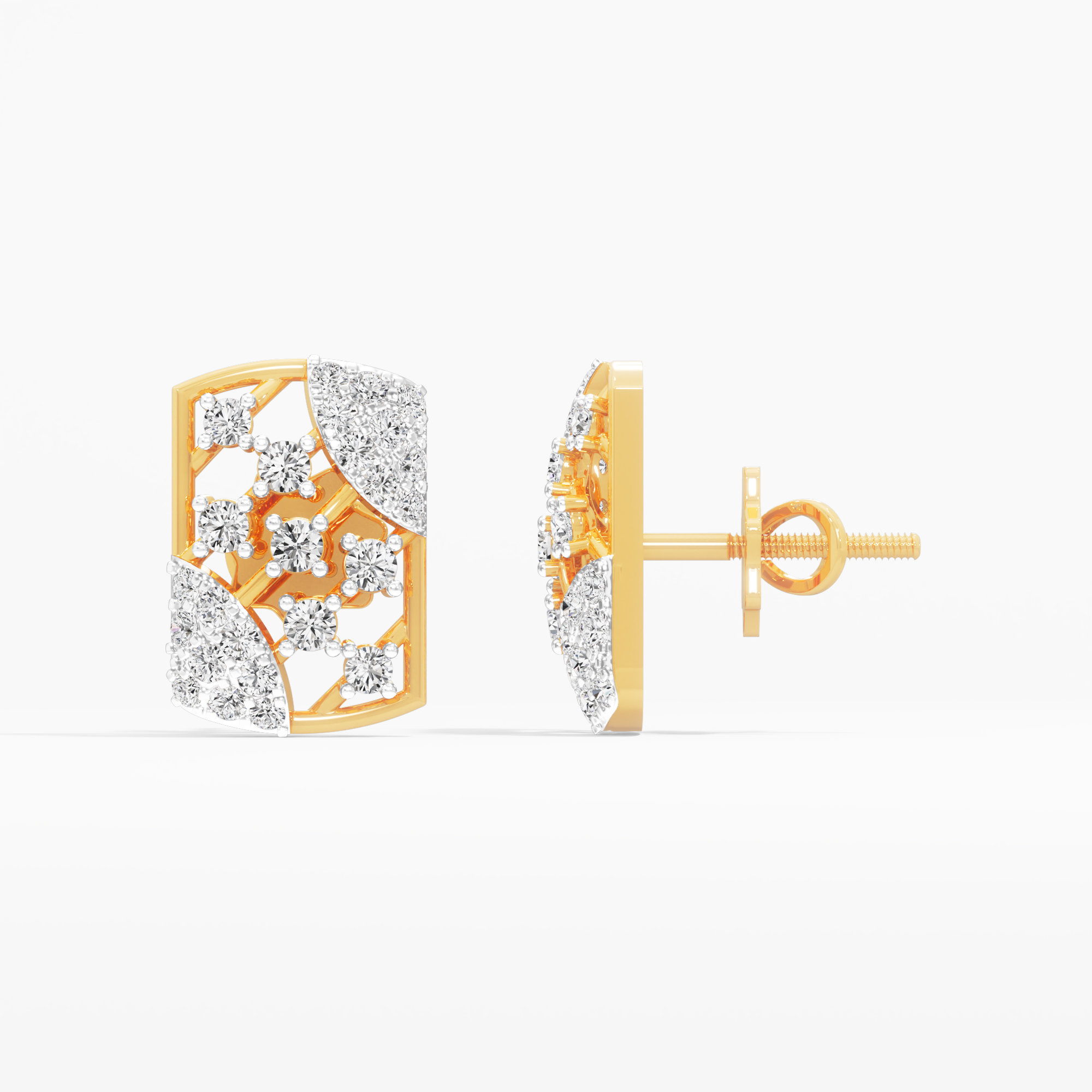 Interwoven Sparkle Stud Earrings in 9KT Yellow Gold (Diamond Quality: FG-VVS VS)