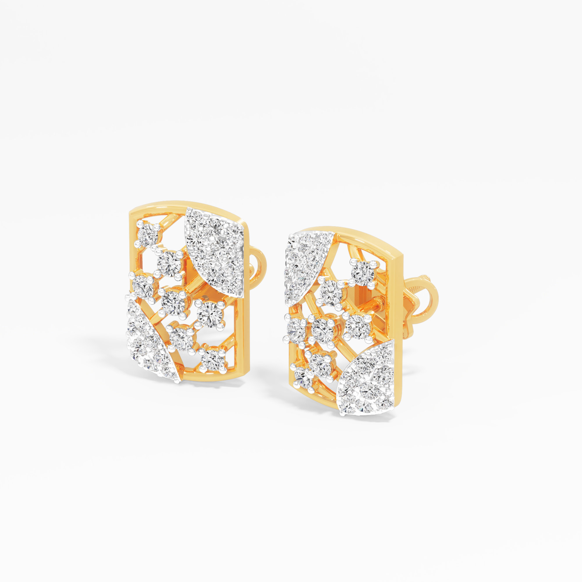Interwoven Sparkle Stud Earrings in 9KT Yellow Gold (Diamond Quality: FG-VVS VS)