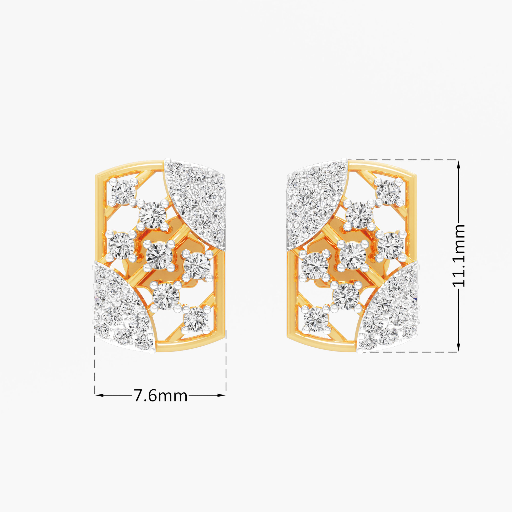 Interwoven Sparkle Stud Earrings in 9KT Yellow Gold (Diamond Quality: FG-VVS VS)