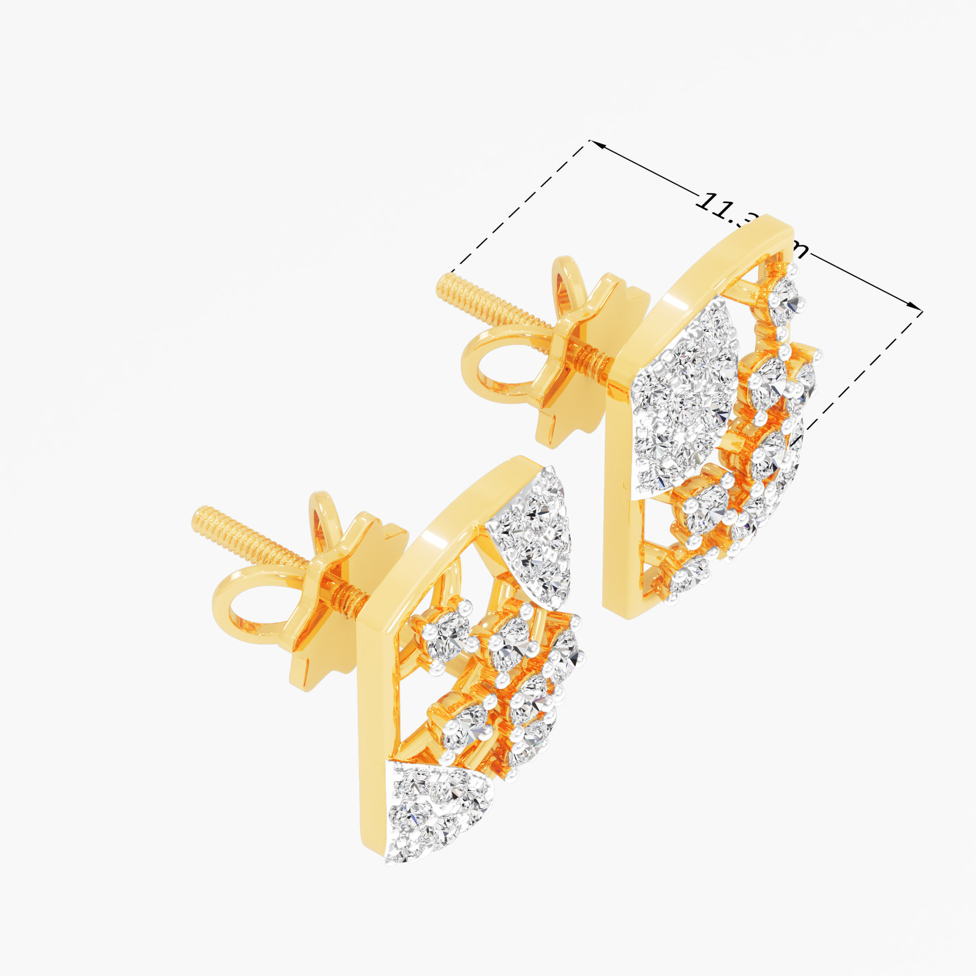 Interwoven Sparkle Stud Earrings in 9KT Yellow Gold (Diamond Quality: FG-VVS VS)