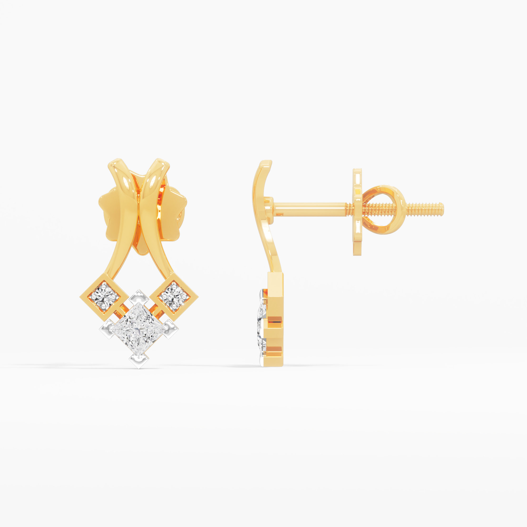 Gilded Prism Stud Earrings in 9KT Yellow Gold (Diamond Quality: FG-VVS VS)