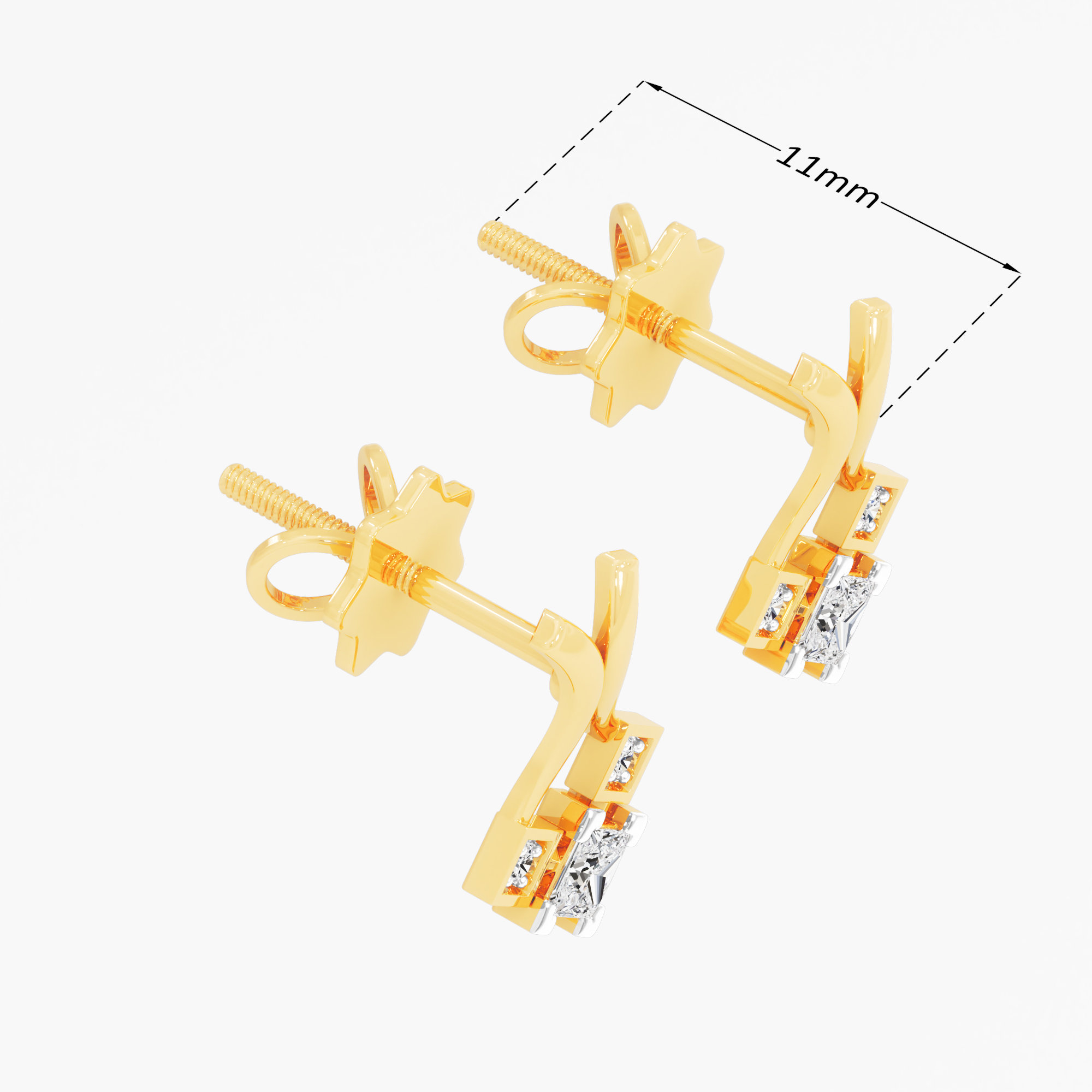 Gilded Prism Stud Earrings in 9KT Yellow Gold (Diamond Quality: FG-VVS VS)