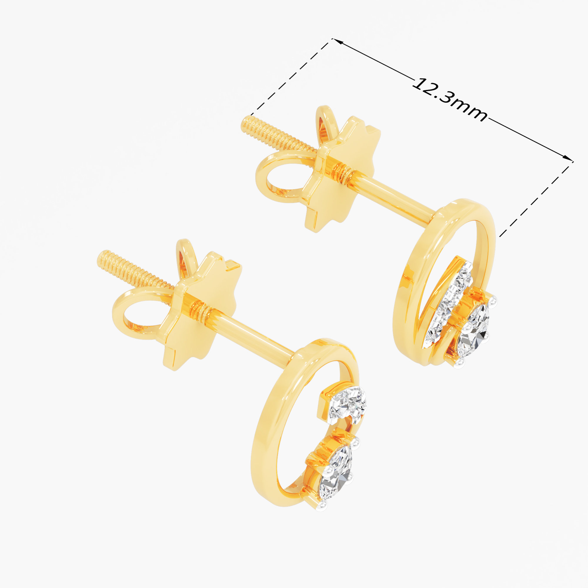 Twinkling Orbit Stud Earrings in 9KT Yellow Gold (Diamond Quality: FG-VVS VS)