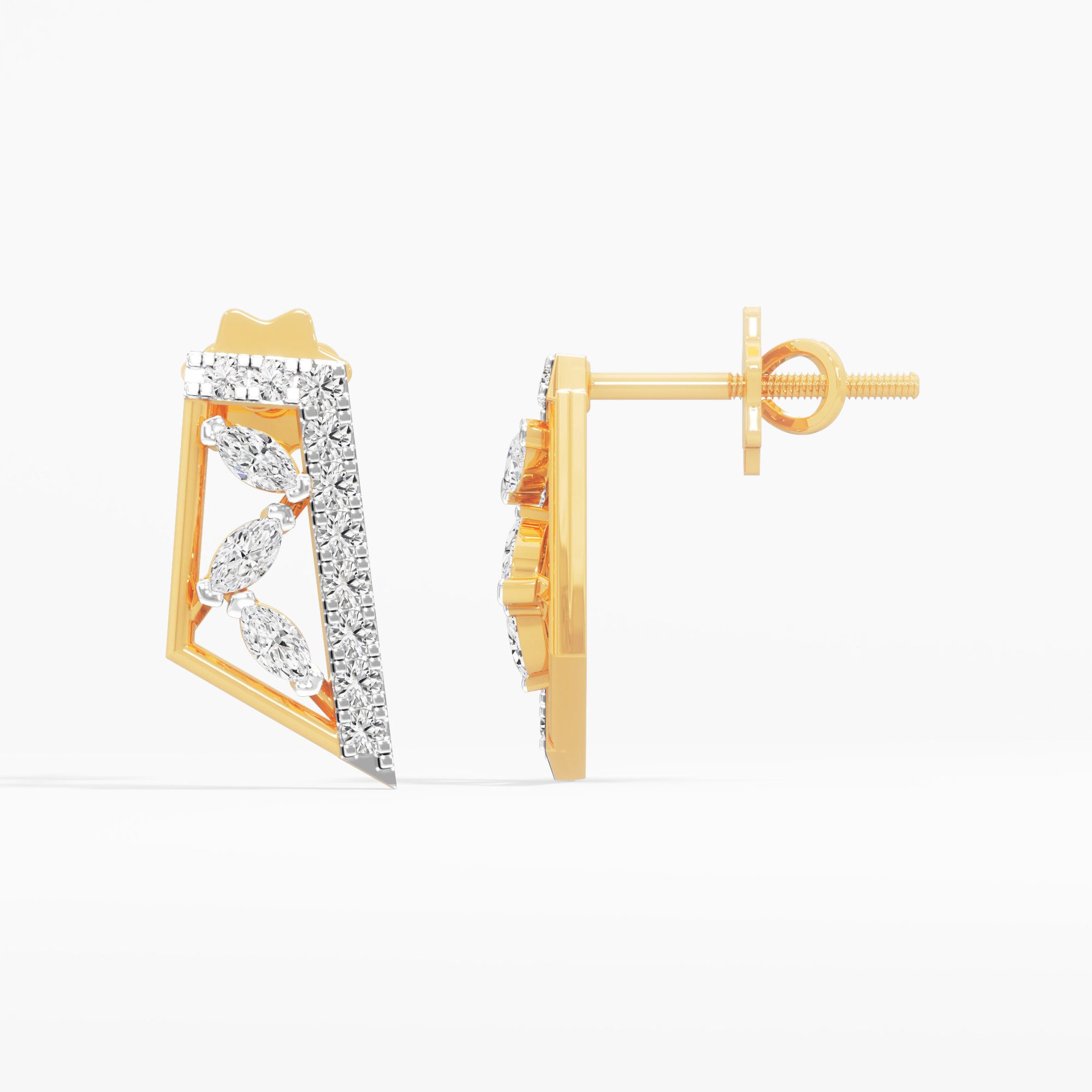Facet Flare Stud Earrings in 9KT Yellow Gold (Diamond Quality: FG-VVS VS)
