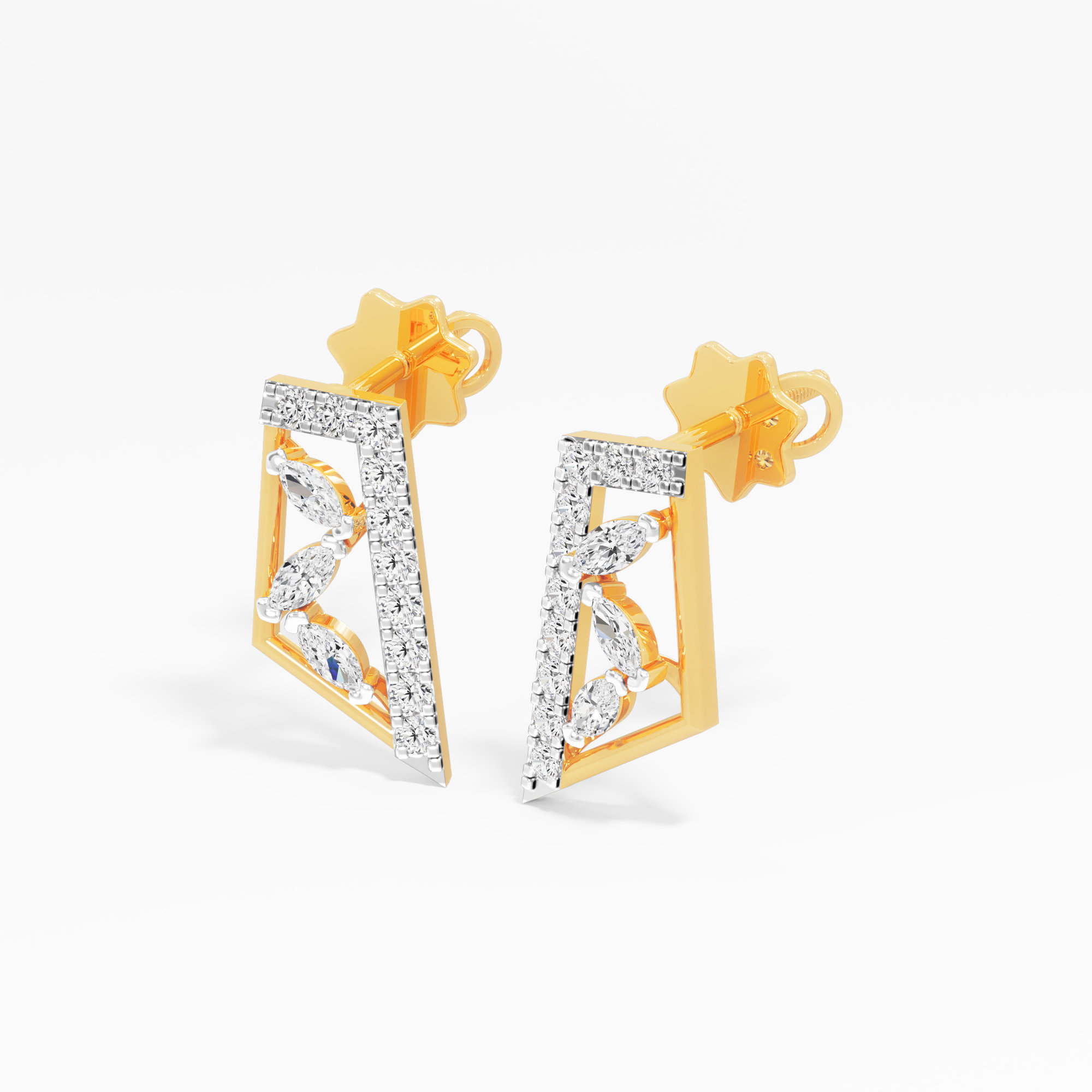 Facet Flare Stud Earrings in 9KT Yellow Gold (Diamond Quality: FG-VVS VS)