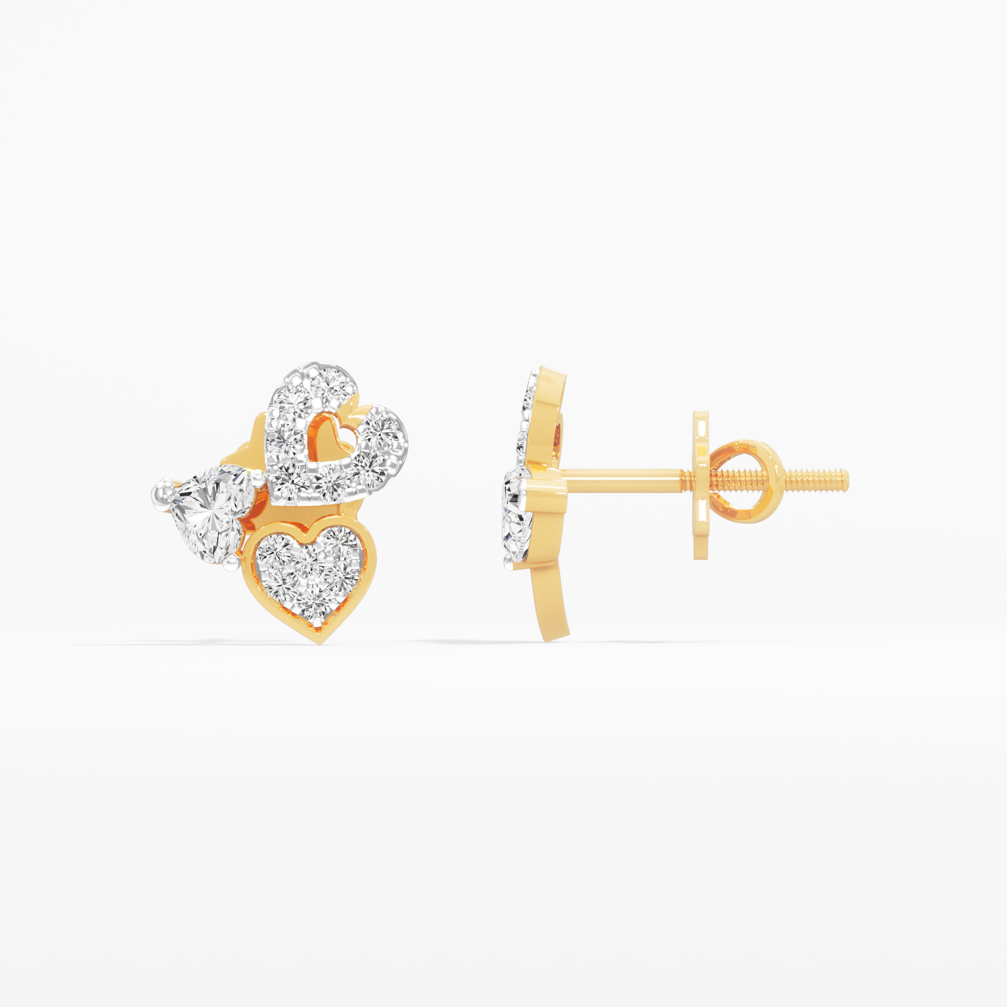 Heartfelt Glow Stud Earrings in 9KT Yellow Gold (Diamond Quality: FG-VVS VS)