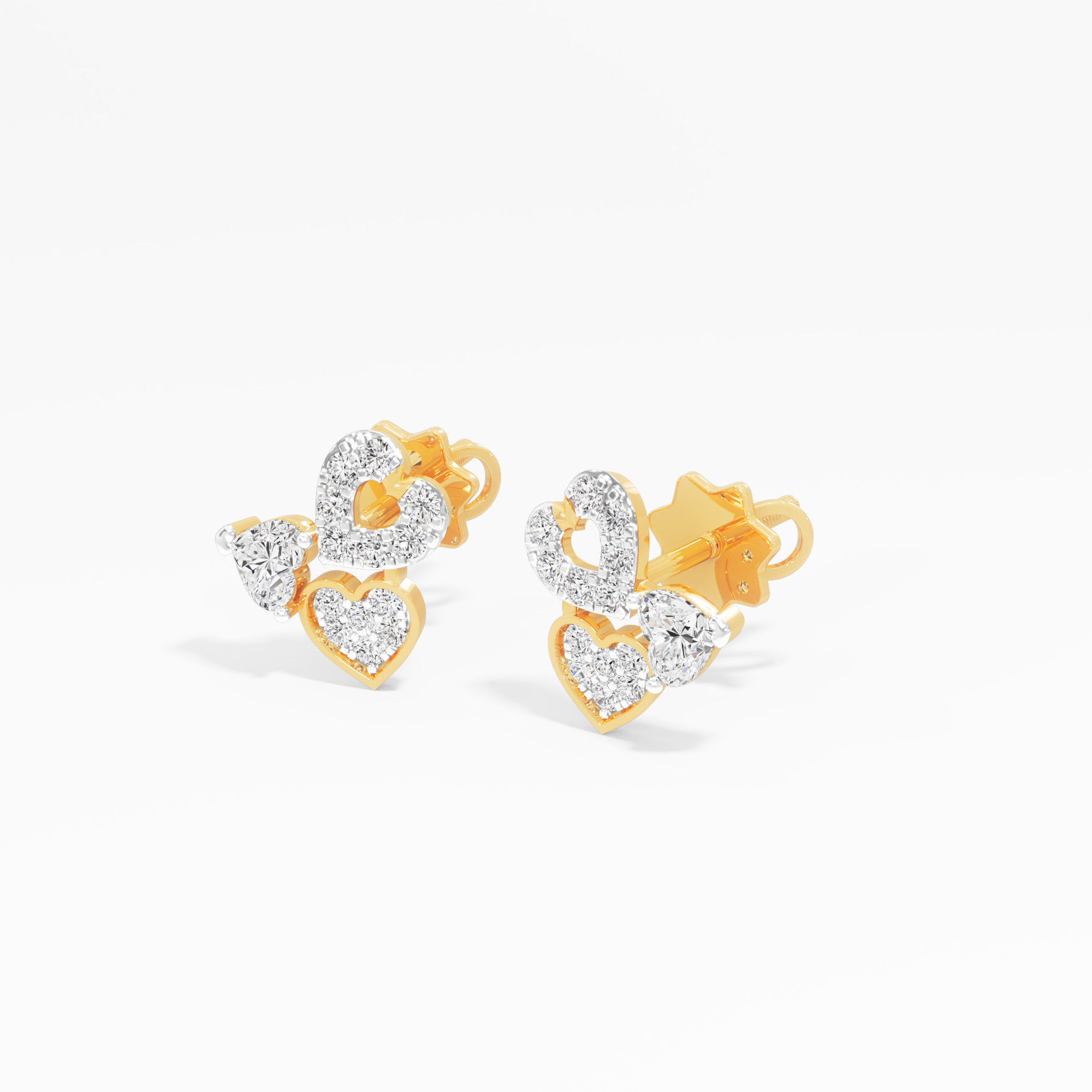 Heartfelt Glow Stud Earrings in 9KT Yellow Gold (Diamond Quality: FG-VVS VS)
