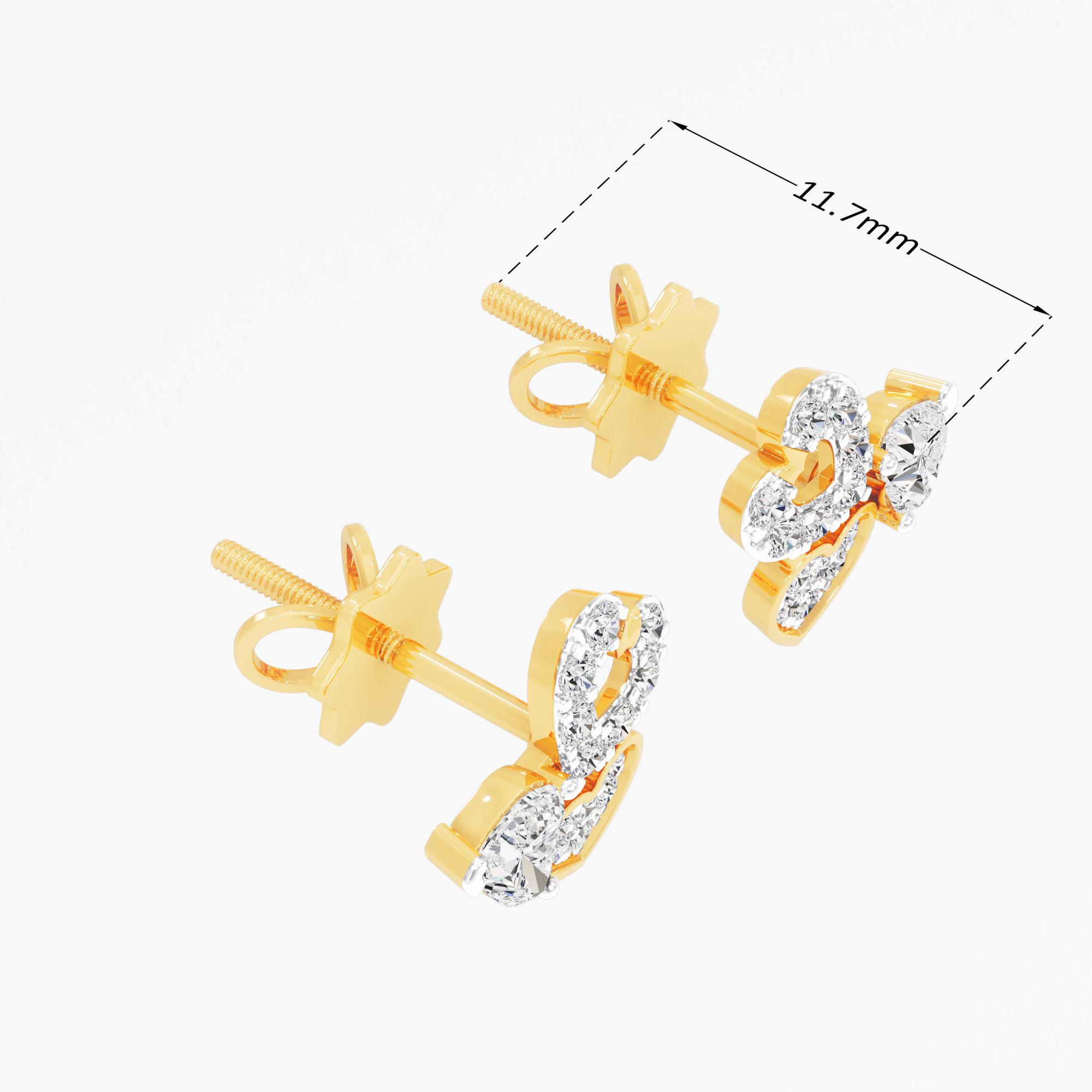 Heartfelt Glow Stud Earrings in 9KT Yellow Gold (Diamond Quality: FG-VVS VS)
