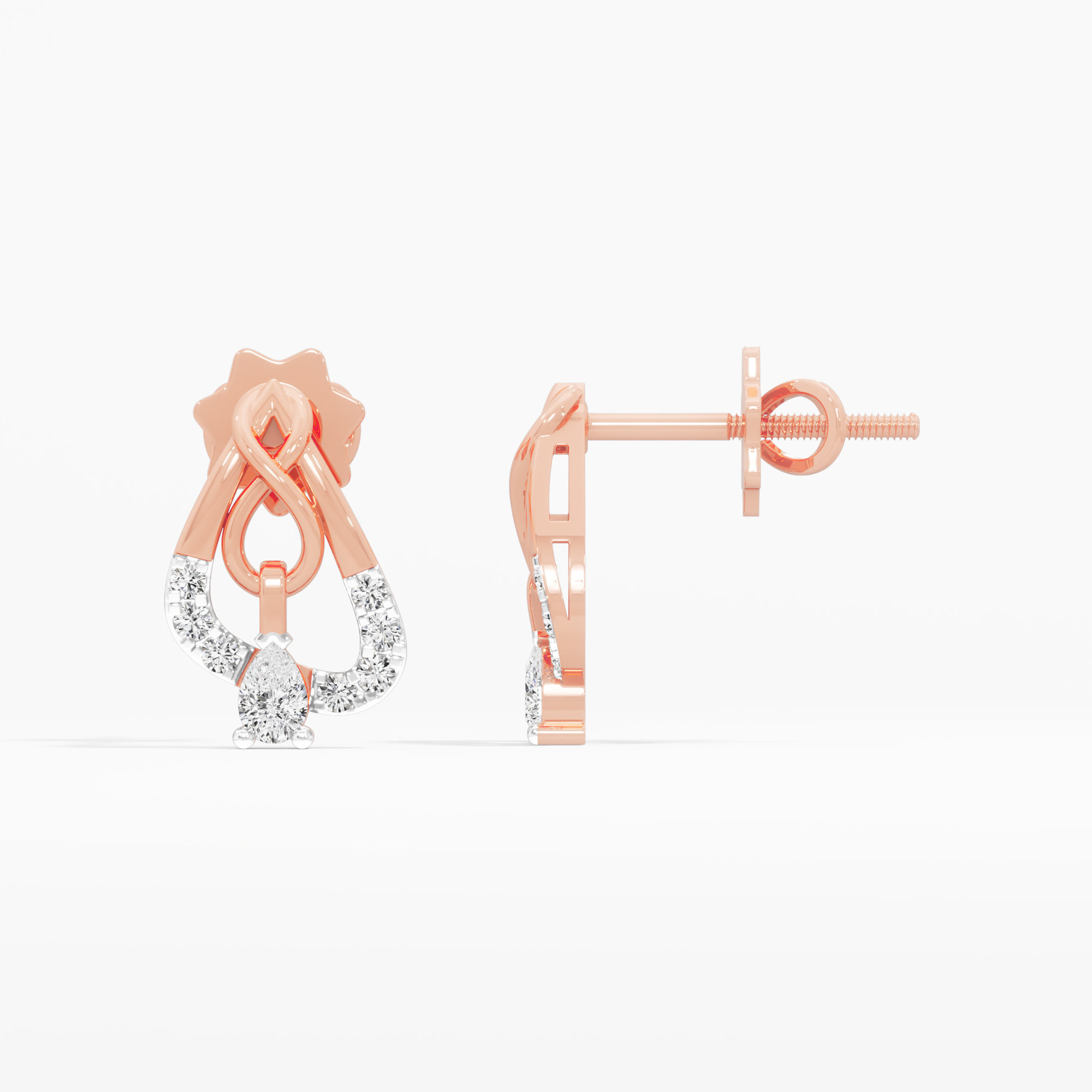 Infinity Cascade Drops Earrings in 9KT Rose Gold (Diamond Quality: FG-VVS VS)