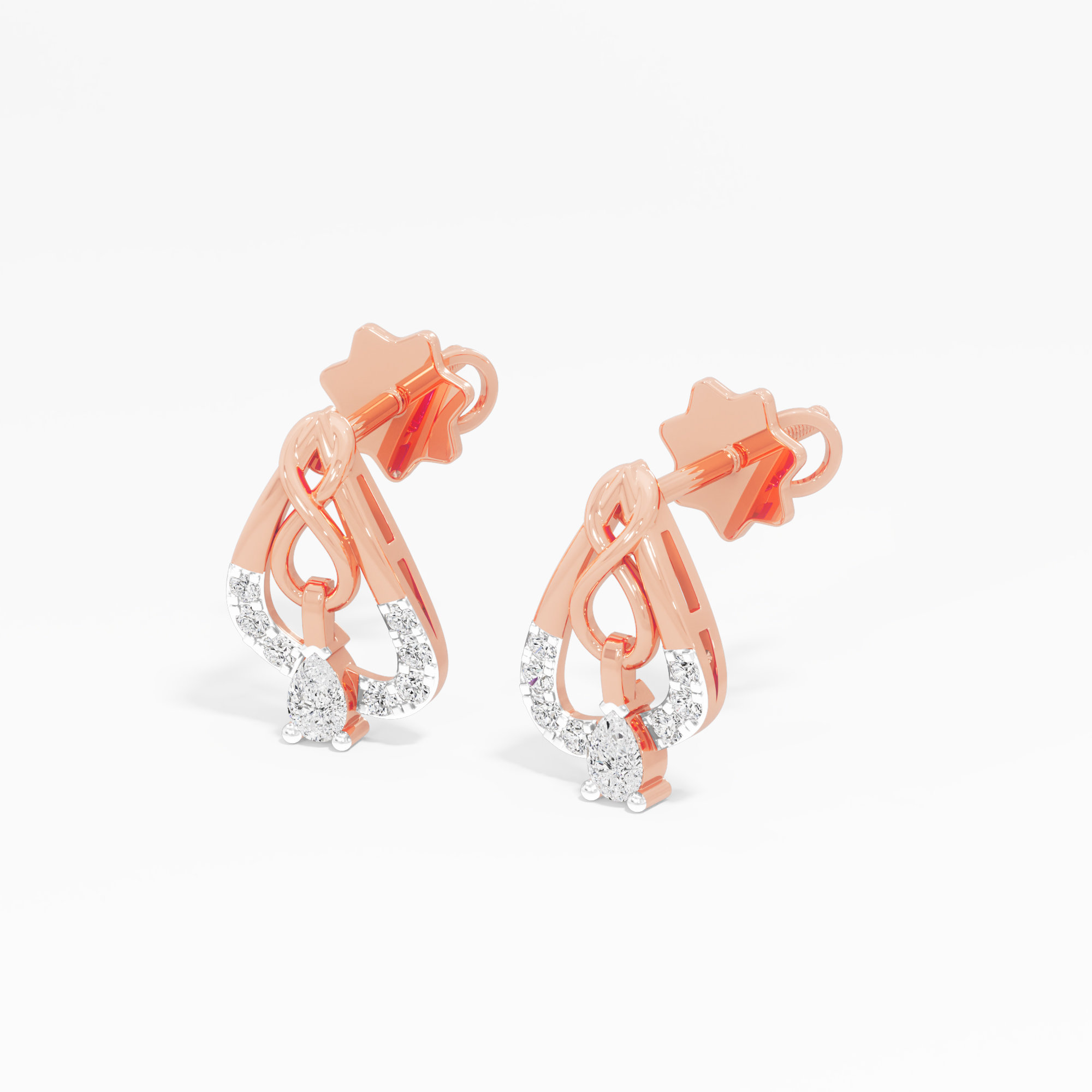 Infinity Cascade Drops Earrings in 9KT Rose Gold (Diamond Quality: FG-VVS VS)