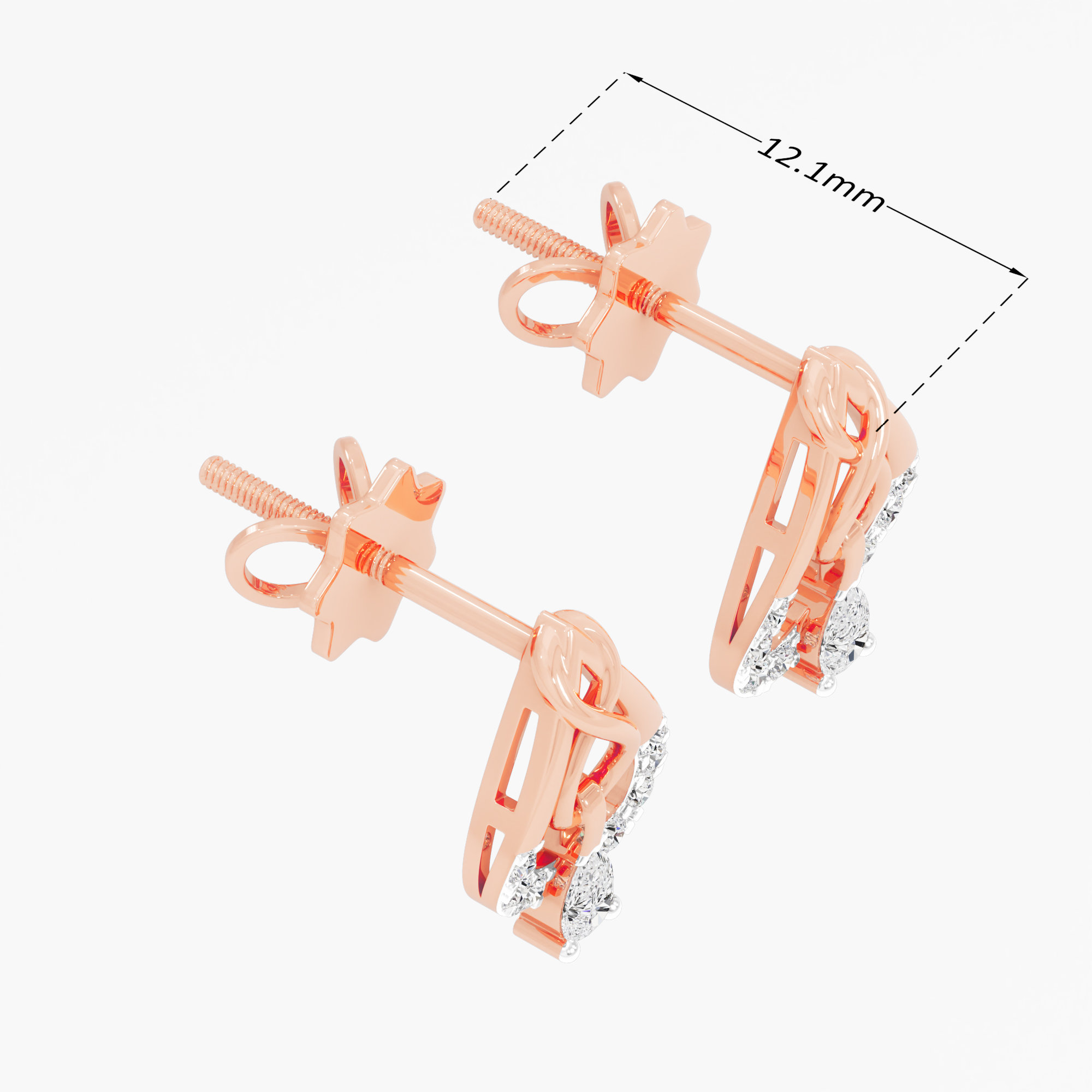 Infinity Cascade Drops Earrings in 9KT Rose Gold (Diamond Quality: FG-VVS VS)