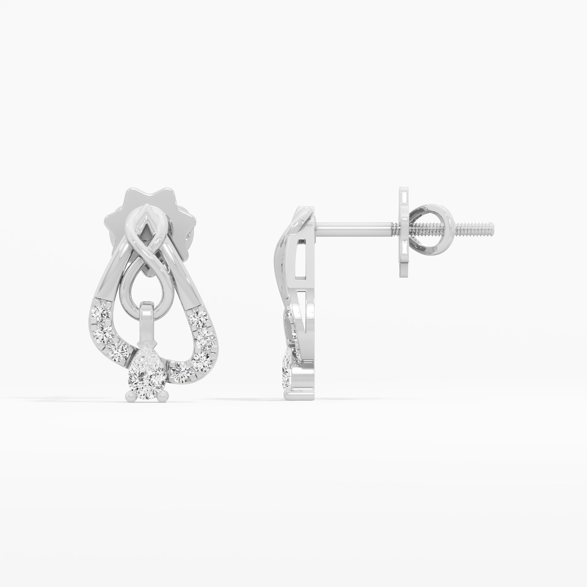 Infinity Cascade Drops Earrings in 9KT White Gold (Diamond Quality: FG-VVS VS)