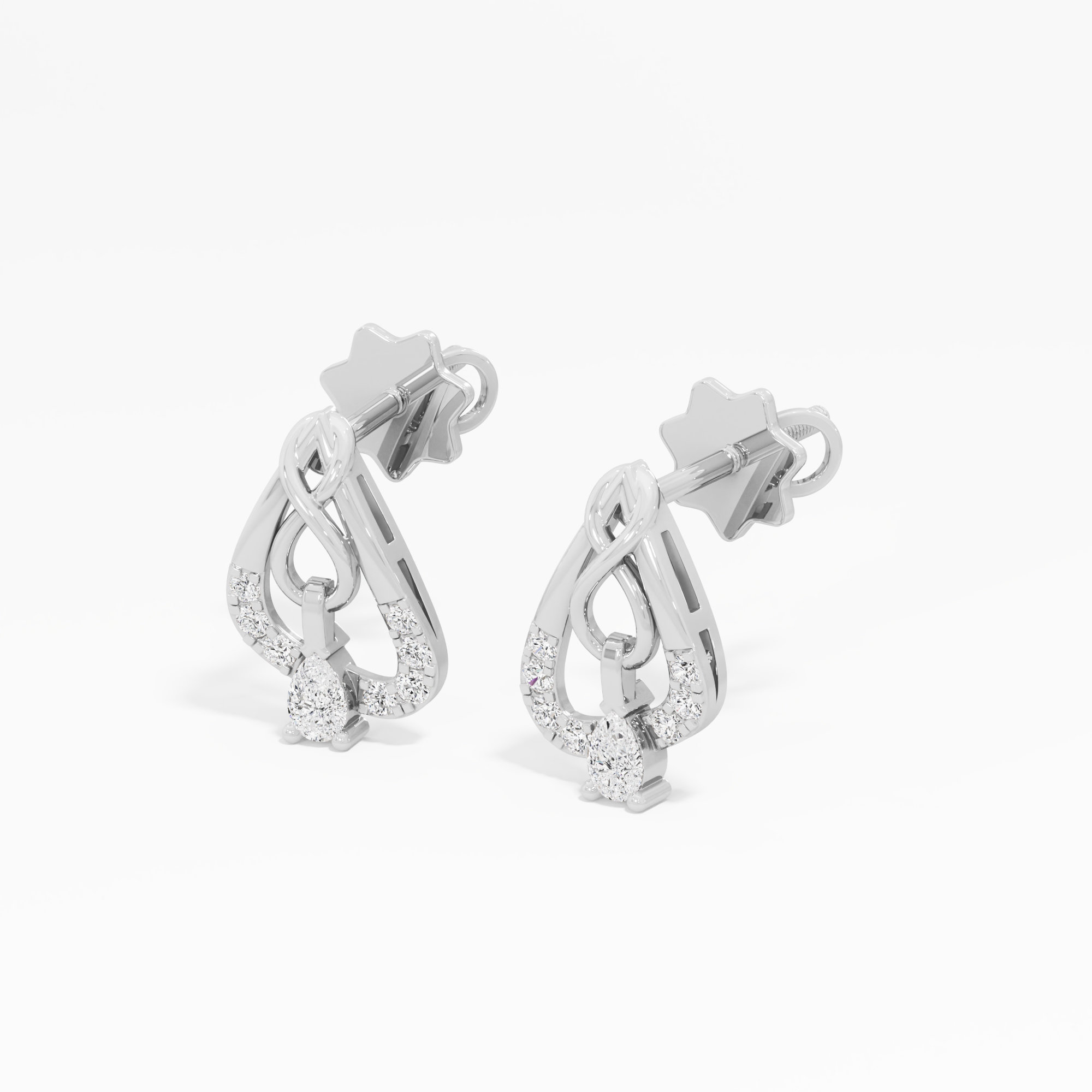 Infinity Cascade Drops Earrings in 9KT White Gold (Diamond Quality: FG-VVS VS)