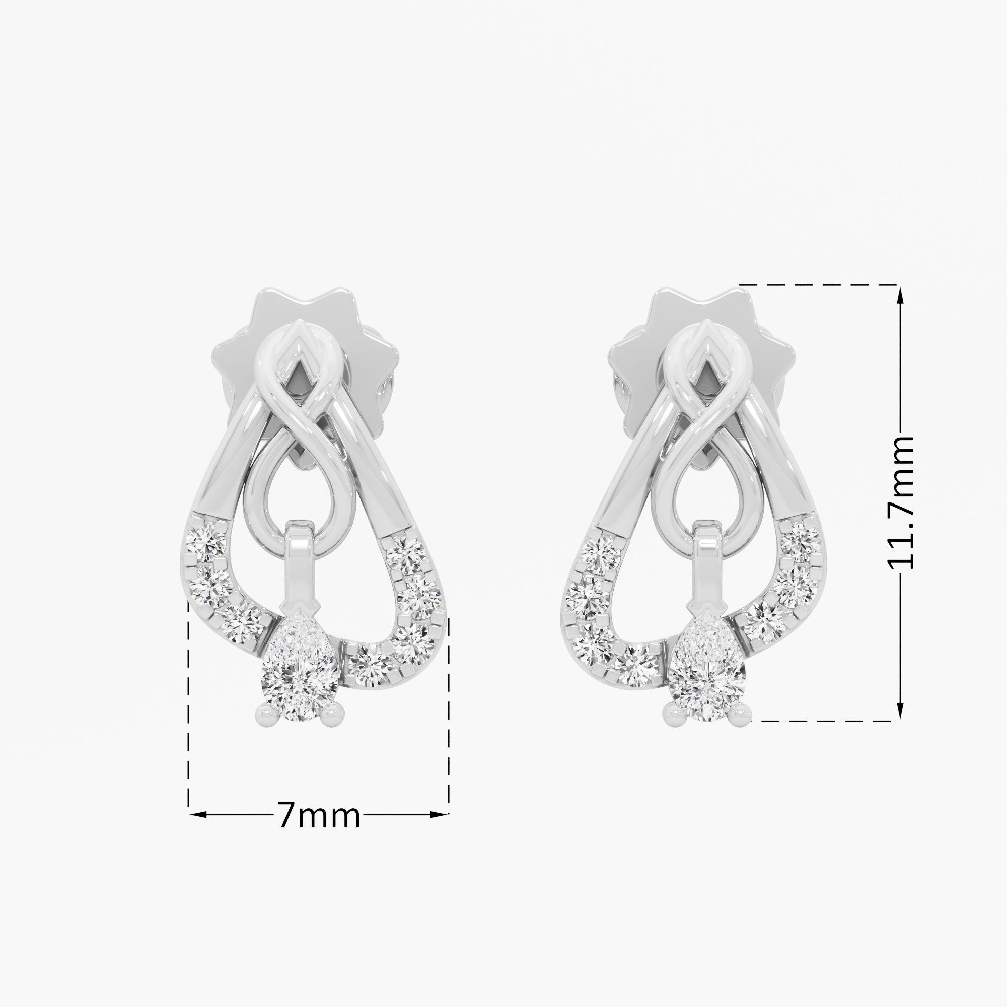 Infinity Cascade Drops Earrings in 9KT White Gold (Diamond Quality: FG-VVS VS)