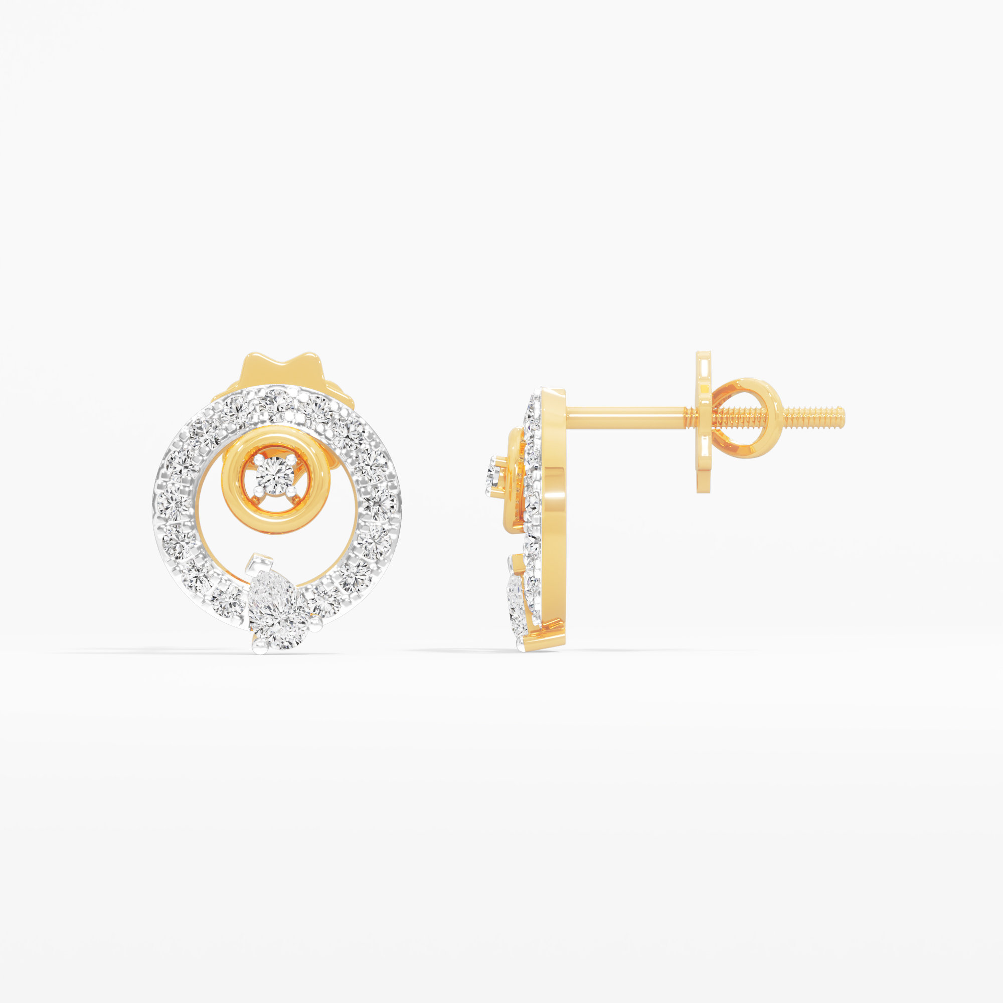 Dewdrop Bloom Stud Earrings in 9KT Yellow Gold (Diamond Quality: FG-VVS VS)