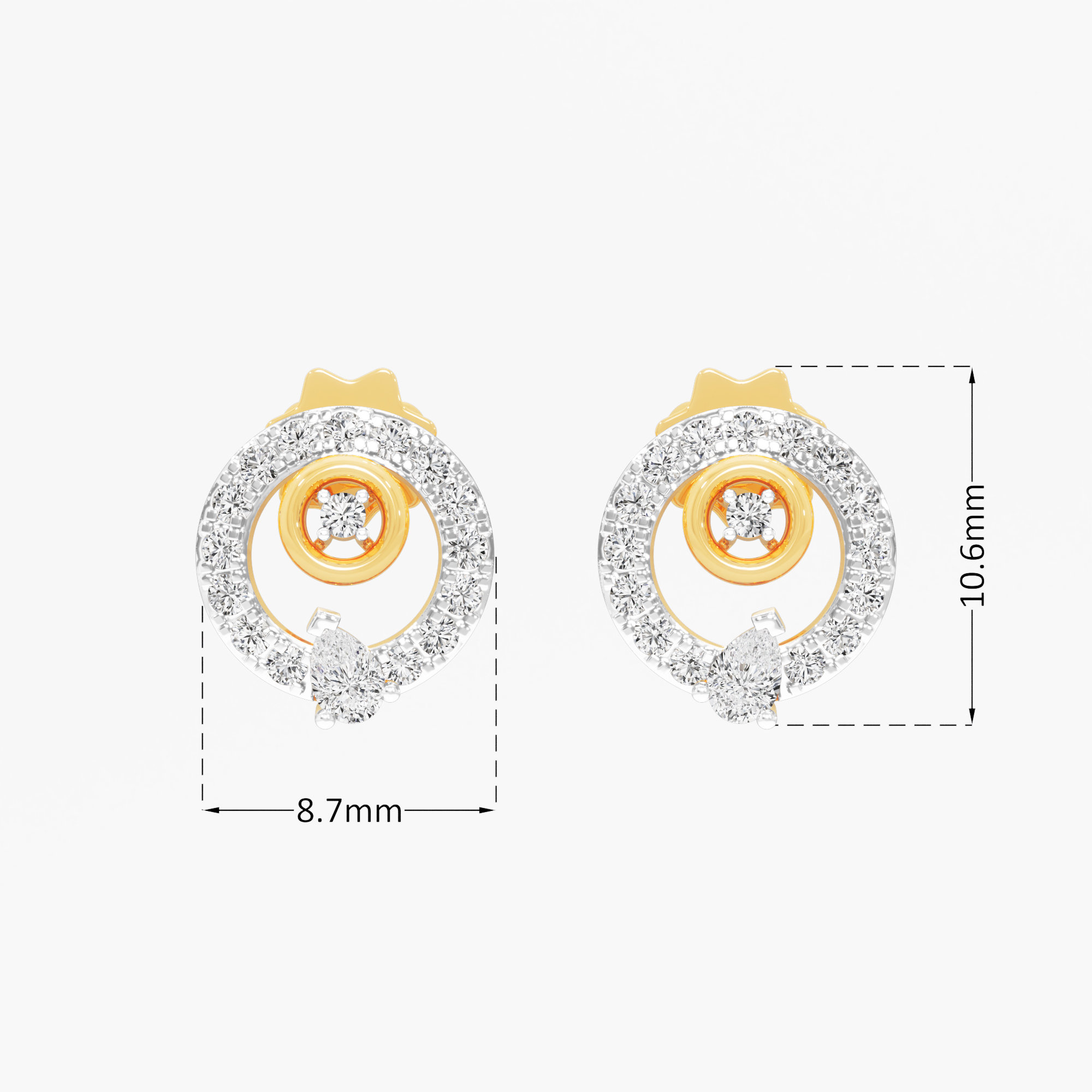 Dewdrop Bloom Stud Earrings in 9KT Yellow Gold (Diamond Quality: FG-VVS VS)
