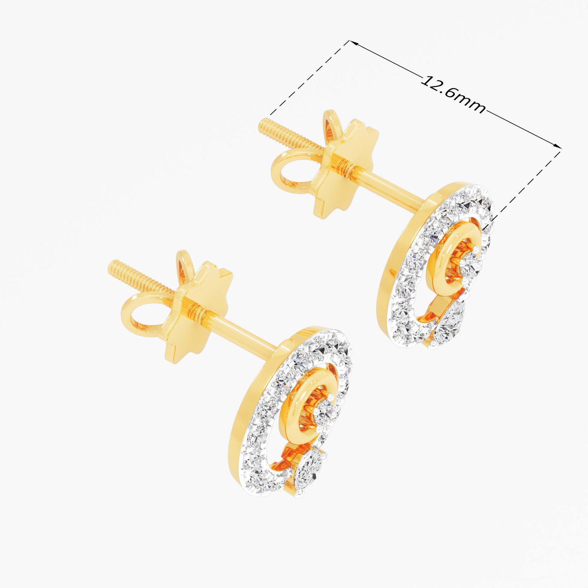 Dewdrop Bloom Stud Earrings in 9KT Yellow Gold (Diamond Quality: FG-VVS VS)
