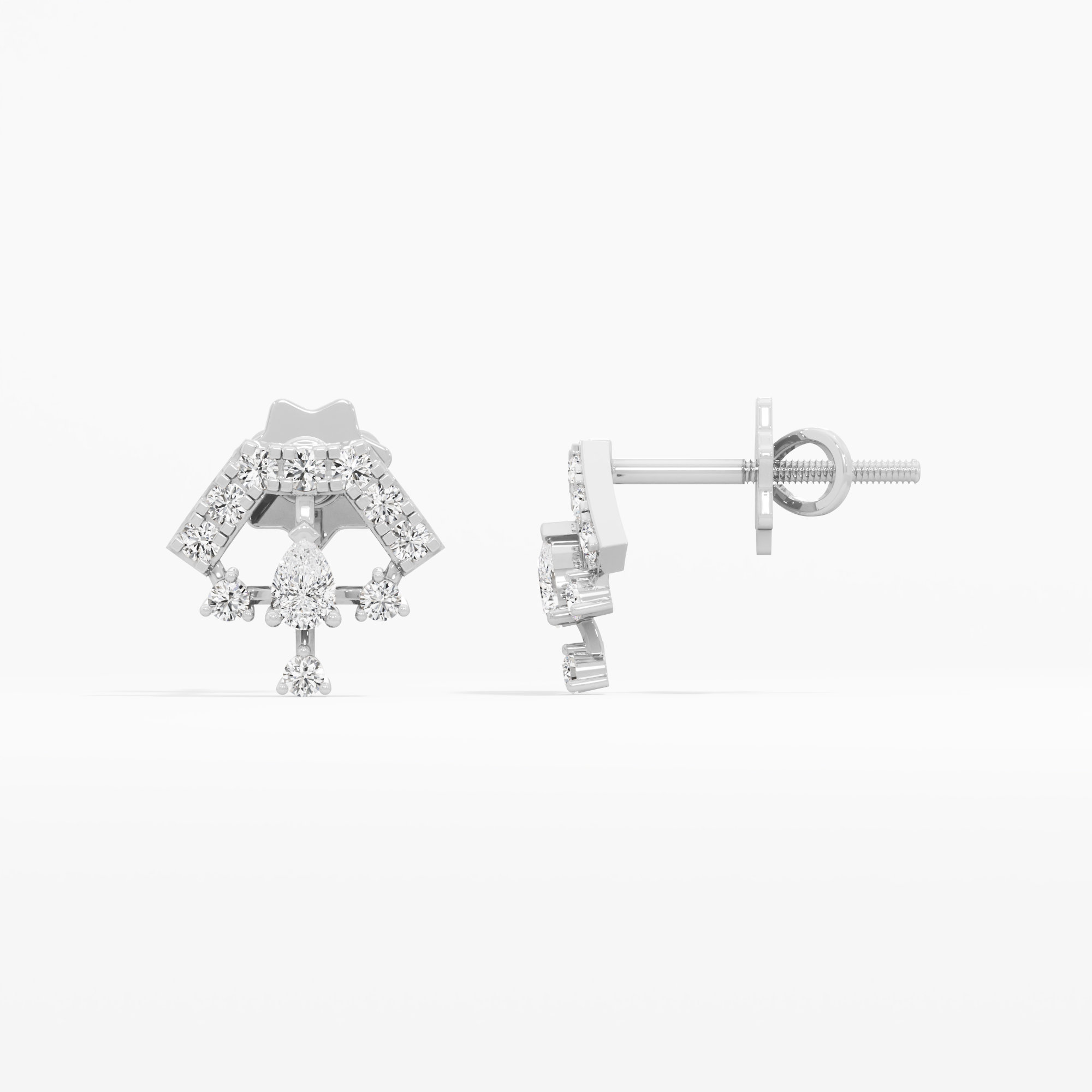 Gilded Fan Studs Earrings in 9KT White Gold (Diamond Quality: FG-VVS VS)