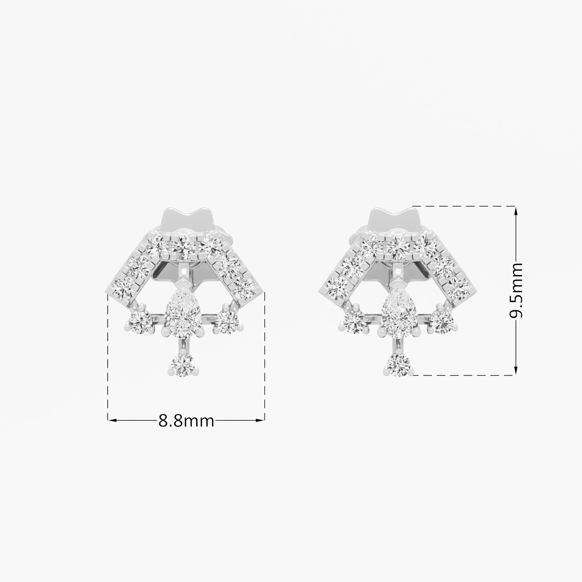 Gilded Fan Studs Earrings in 9KT White Gold (Diamond Quality: FG-VVS VS)