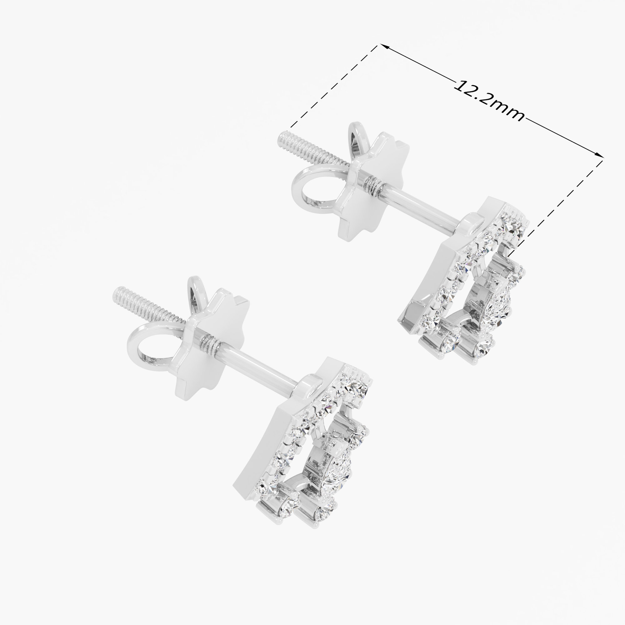 Gilded Fan Studs Earrings in 9KT White Gold (Diamond Quality: FG-VVS VS)