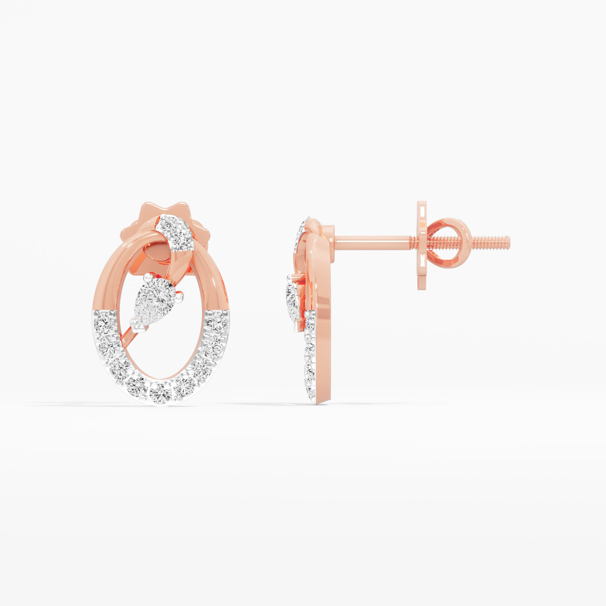 Gilded Orbit Studs Studs Earrings in 9KT Rose Gold (Diamond Quality: FG-VVS VS)