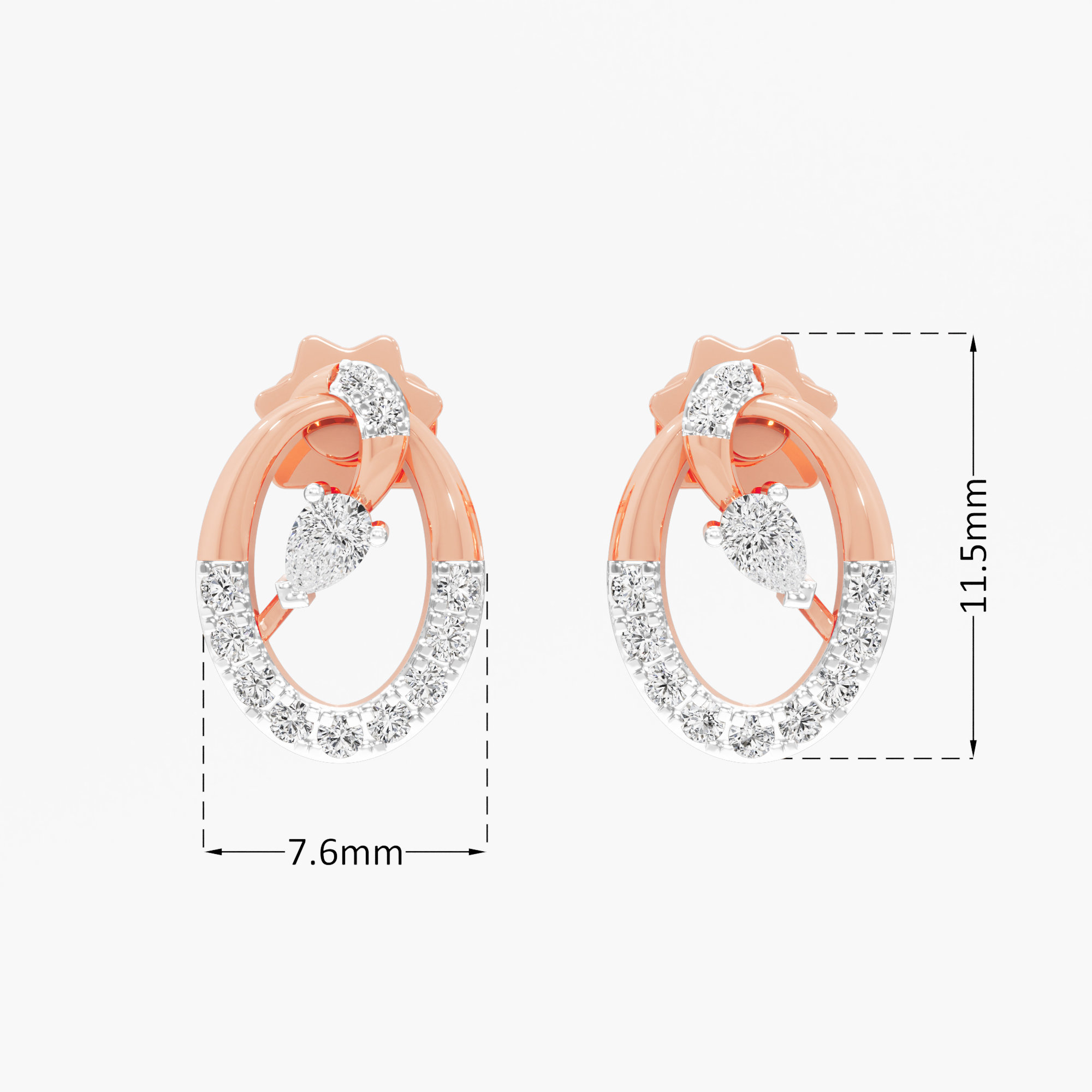 Gilded Orbit Studs Studs Earrings in 9KT Rose Gold (Diamond Quality: FG-VVS VS)